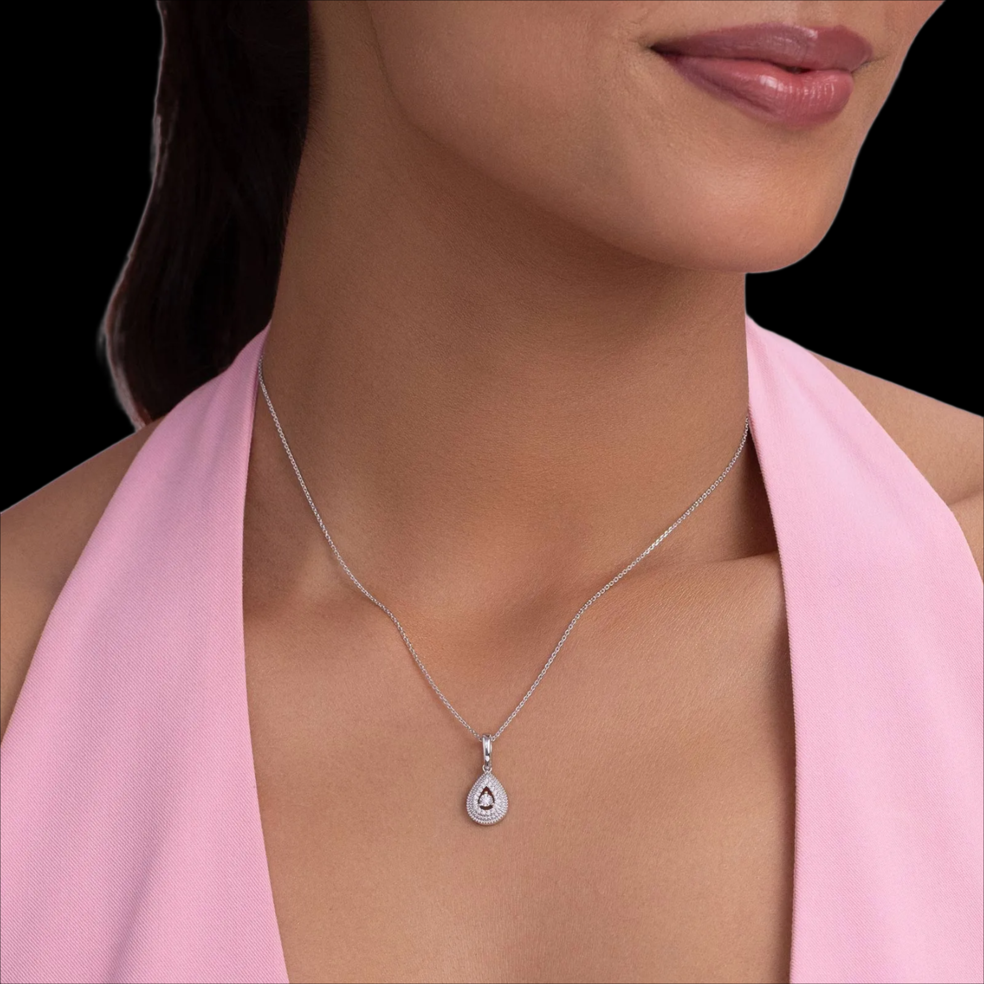 Elegant Silver Teardrop Pendant Necklace