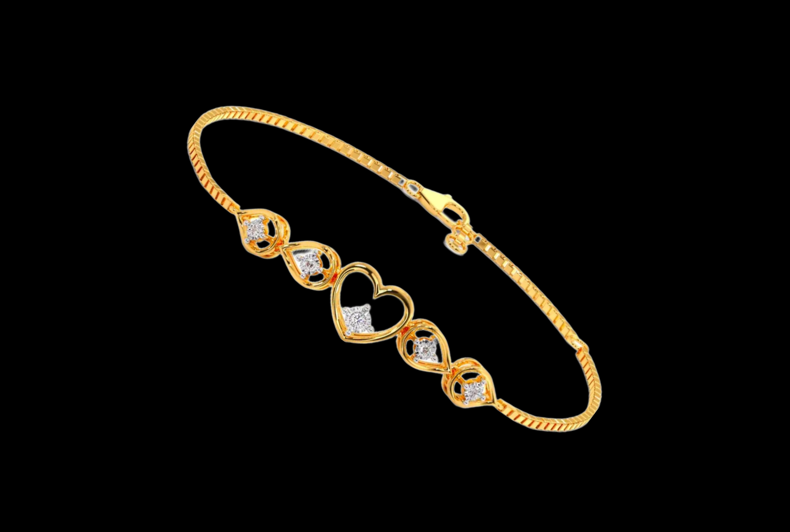 Elegant gold bracelet with heart design and diamonds