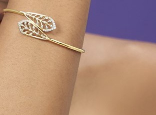Graceful Leaf Diamond Bangle