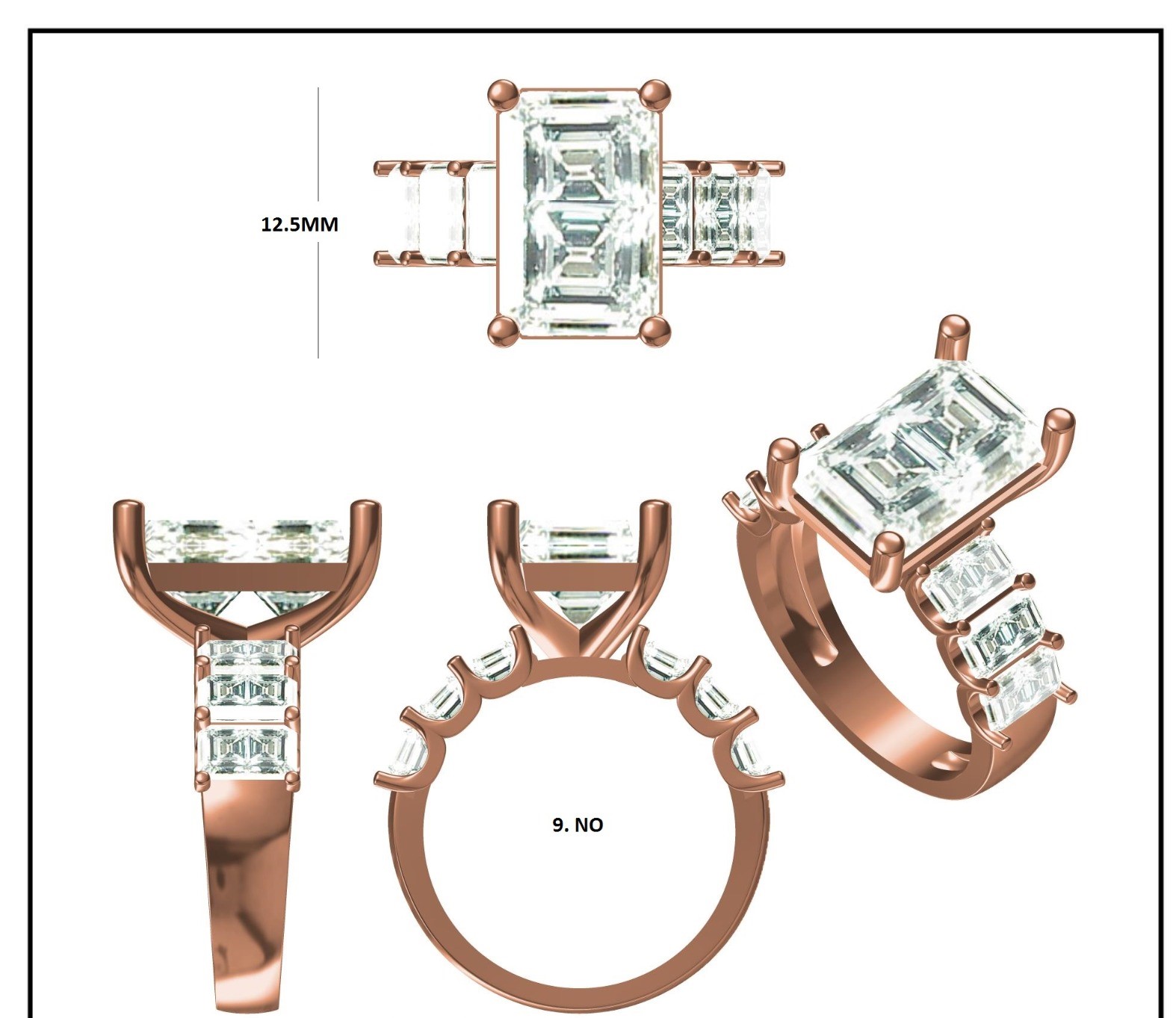 6 Carat Emerald Cut Solitaire Lab Grown Diamond Ring