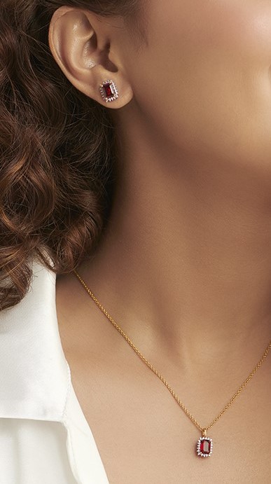 Ruby and Diamond Pendant Set