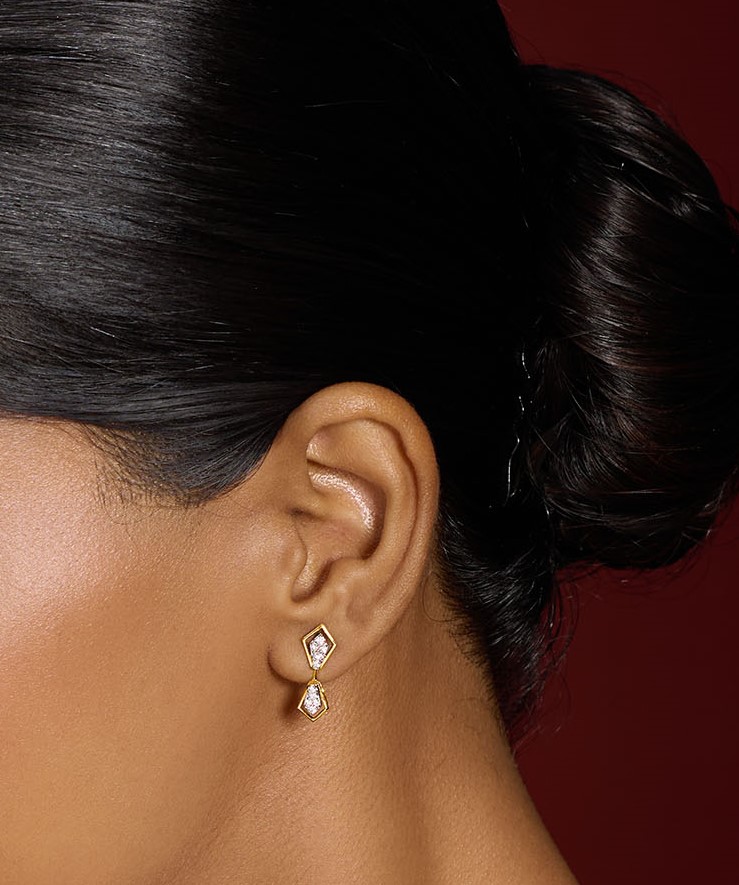 Geometric Dual Diamond Lab Grown Earrings