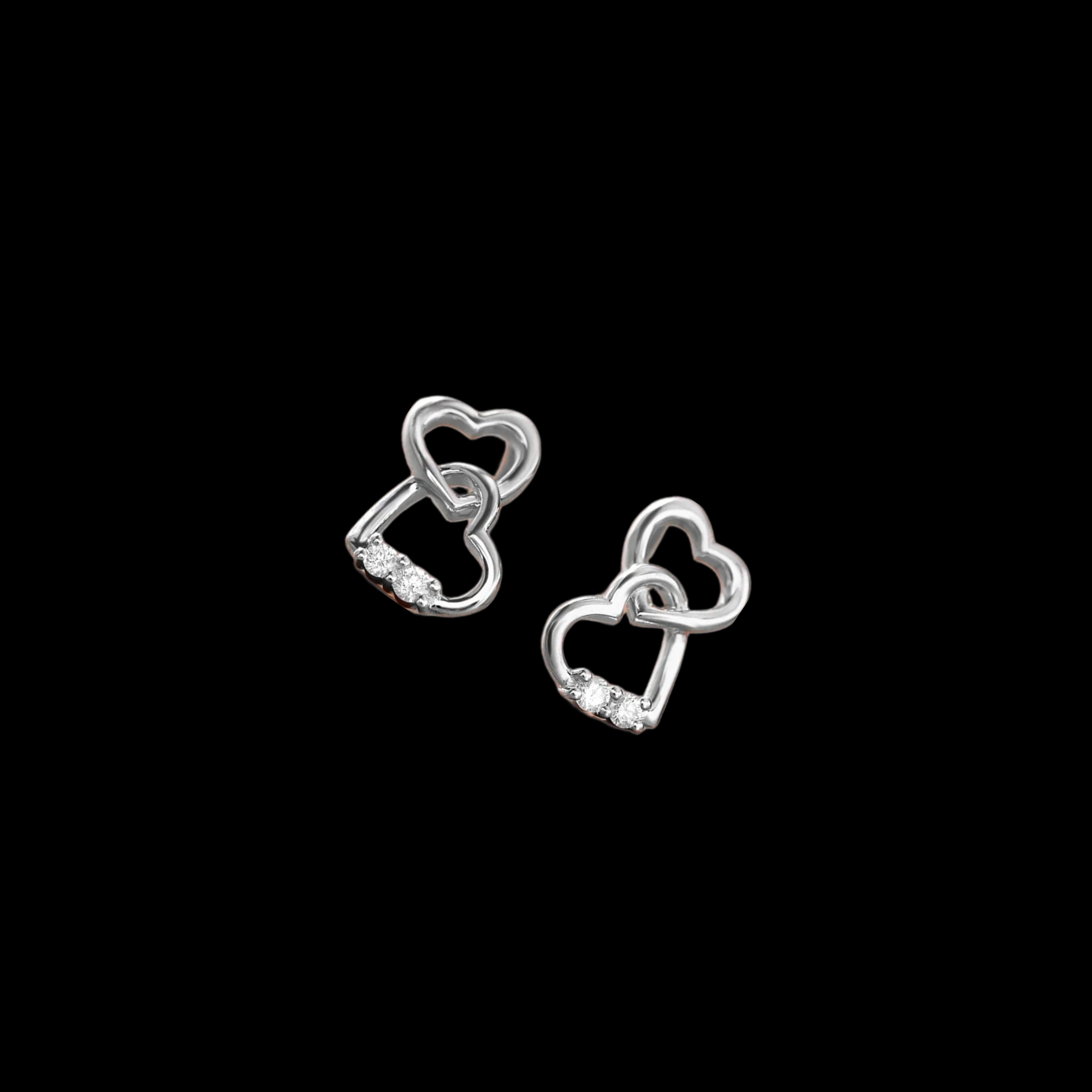 Romantic Twin Heart Diamond Earrings