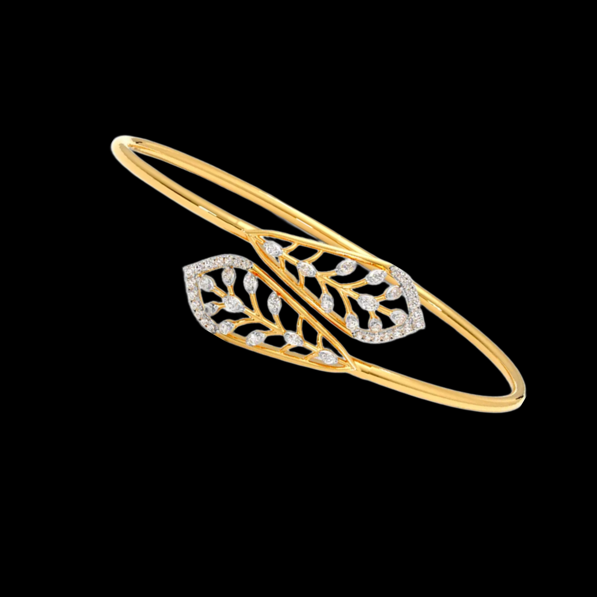 Graceful Leaf Diamond Bangle