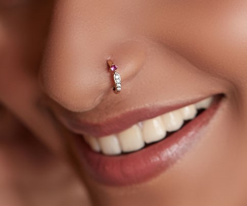❤️ Sparkling Ruby Glow Lab-Grown Diamond Nose Ring