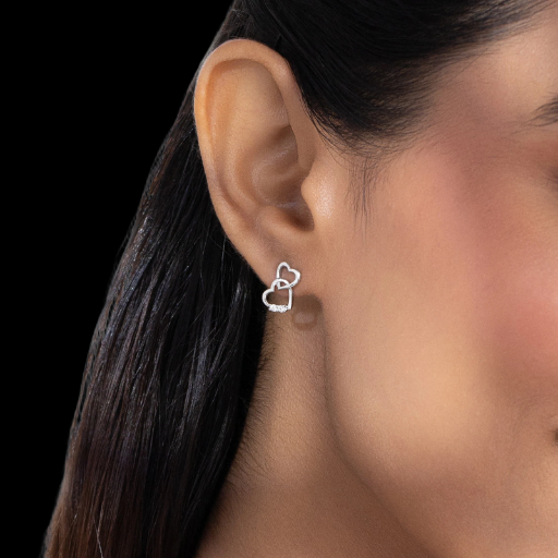 Romantic Twin Heart Diamond Earrings