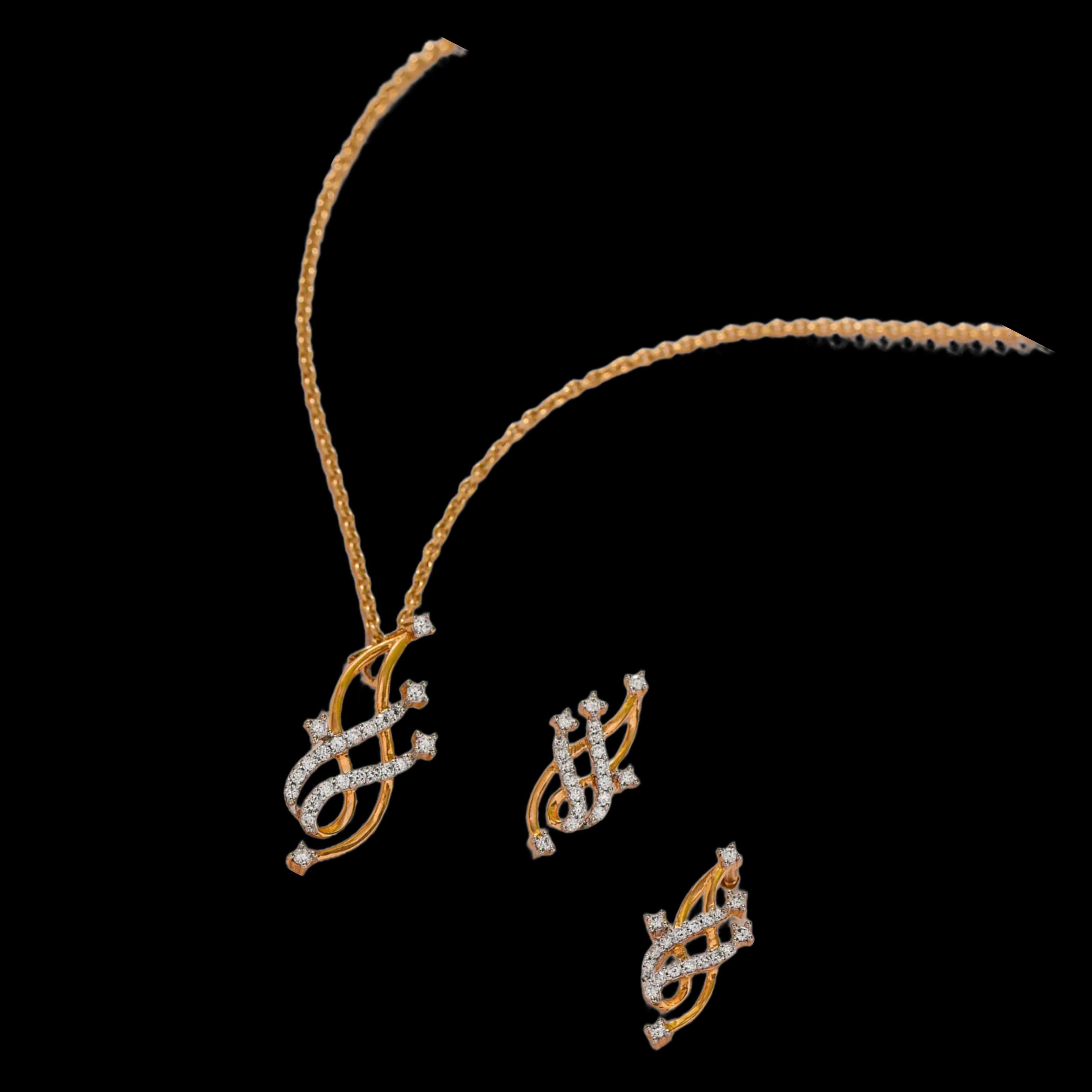 Flame-Inspired Diamond Pendant Set