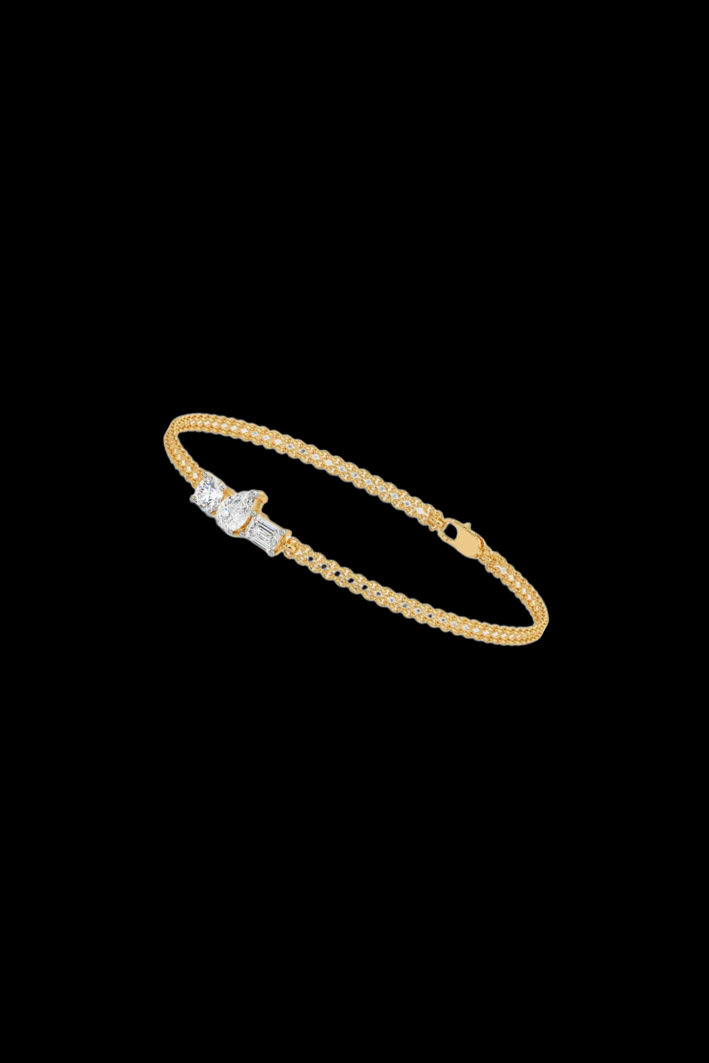 Gold Bracelet with Lab Diamond Accents
