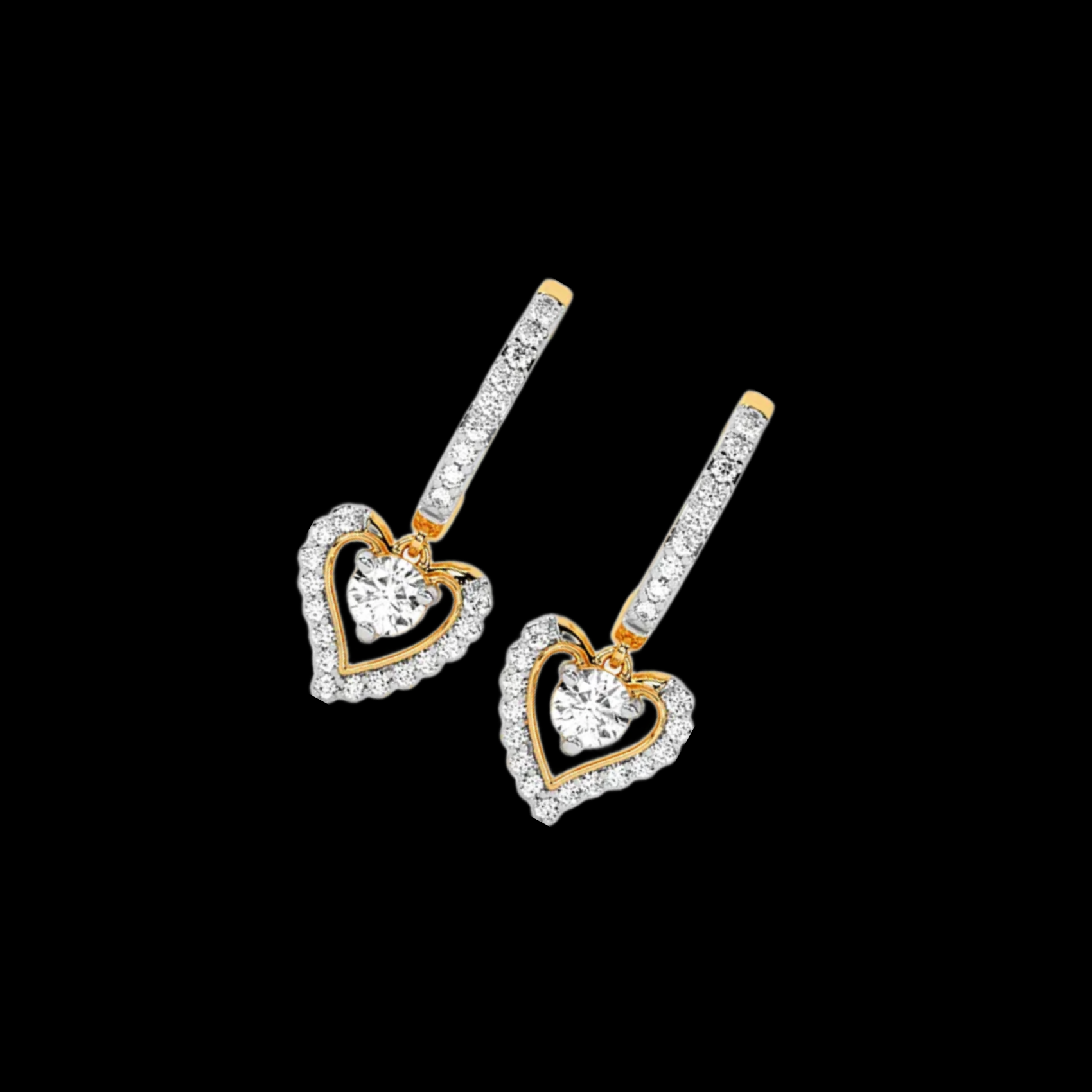 Gold Heart-Shaped Diamond Earrings