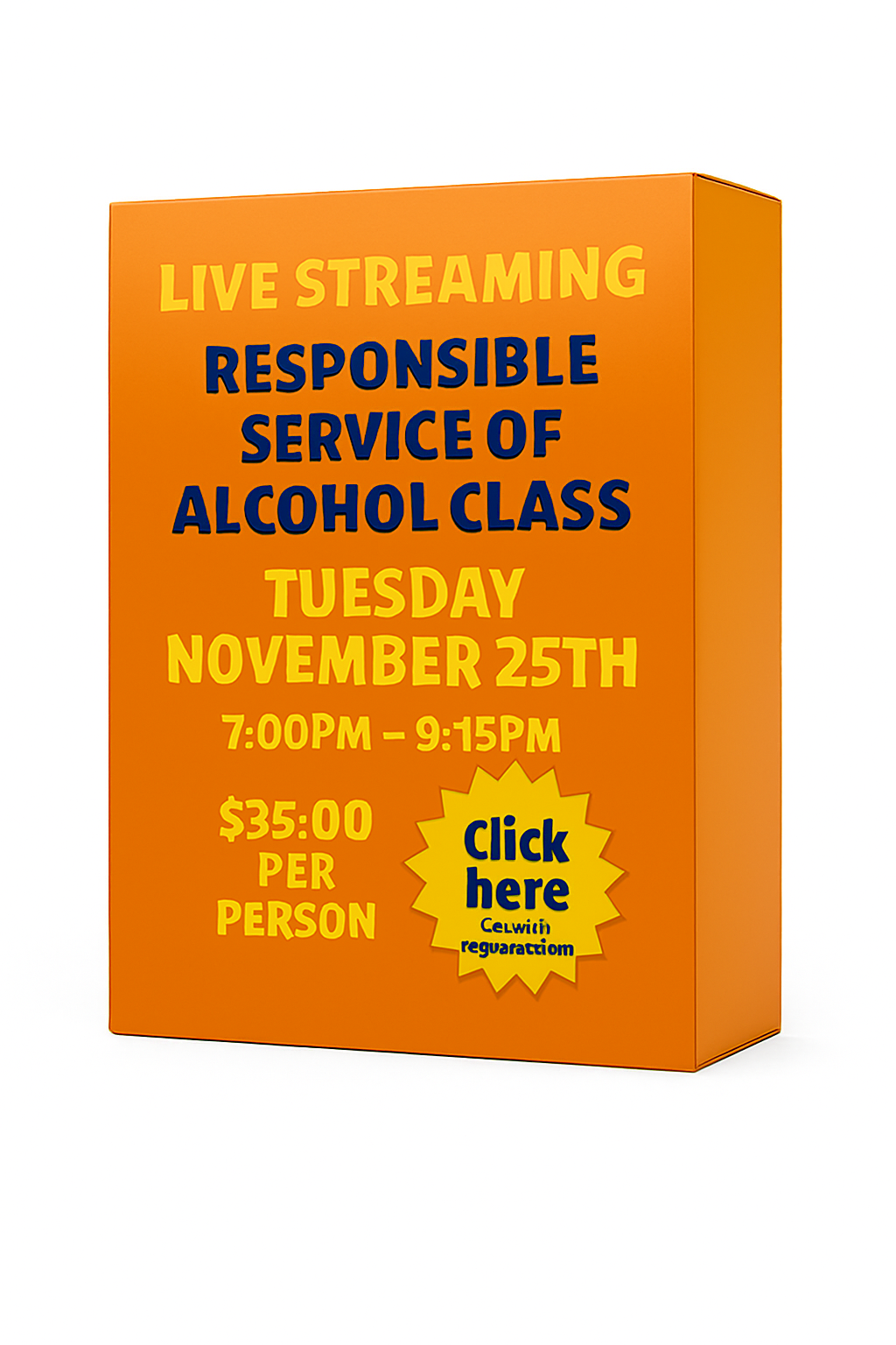 Tuesday November 25th 7:00pm Live Streaming Responsible Service of Alcohol Class. No link will be sent! Join the class from the homepage of this website. 