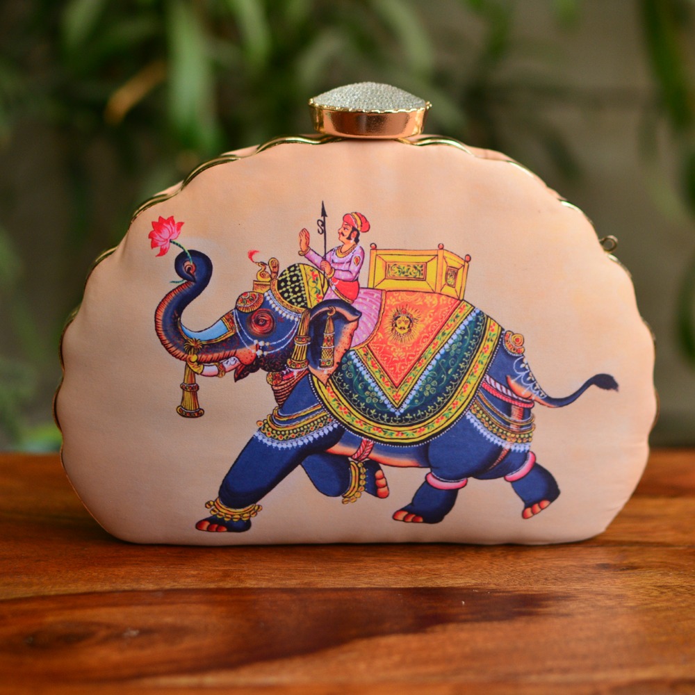 Hand-painted Elephant Clutch Bag