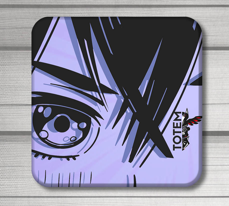 4 acrylic drink coasters with an anime eye theme