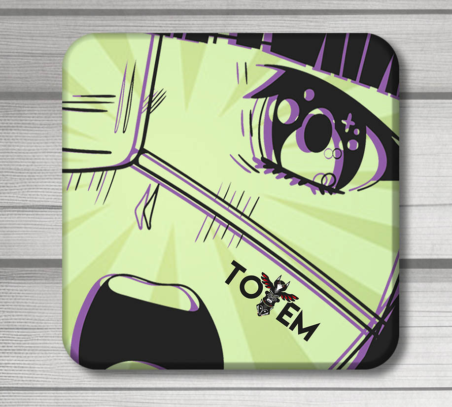 4 acrylic drink coasters with an anime eye theme