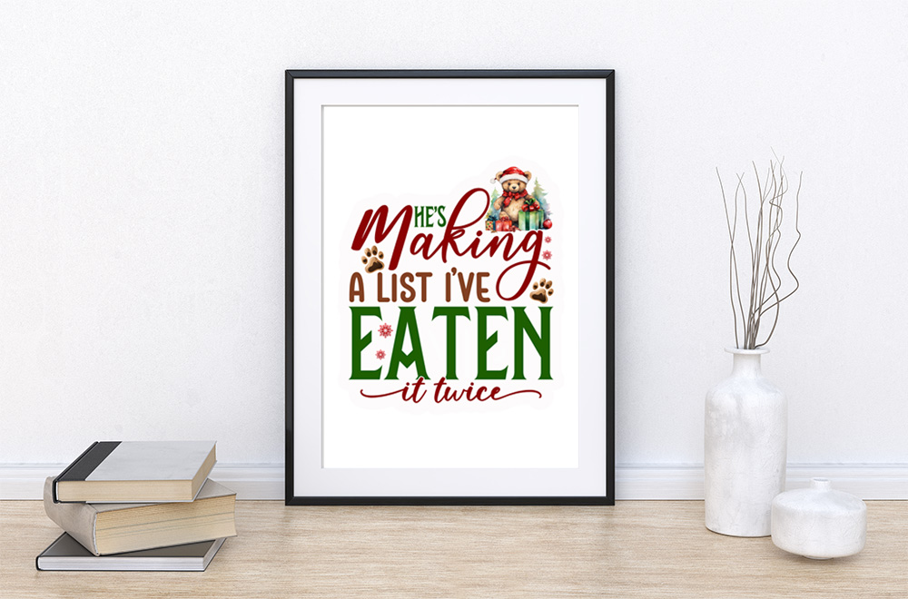 Christmas dog themed A4 card prints