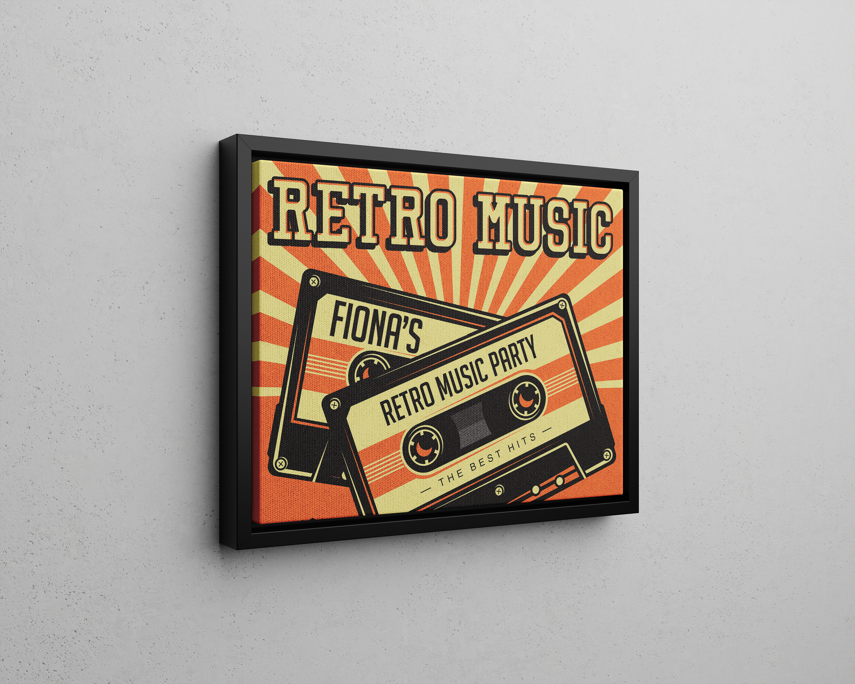Personalised Retro Music Canvas Print – 3 colours and choice of with our without frame