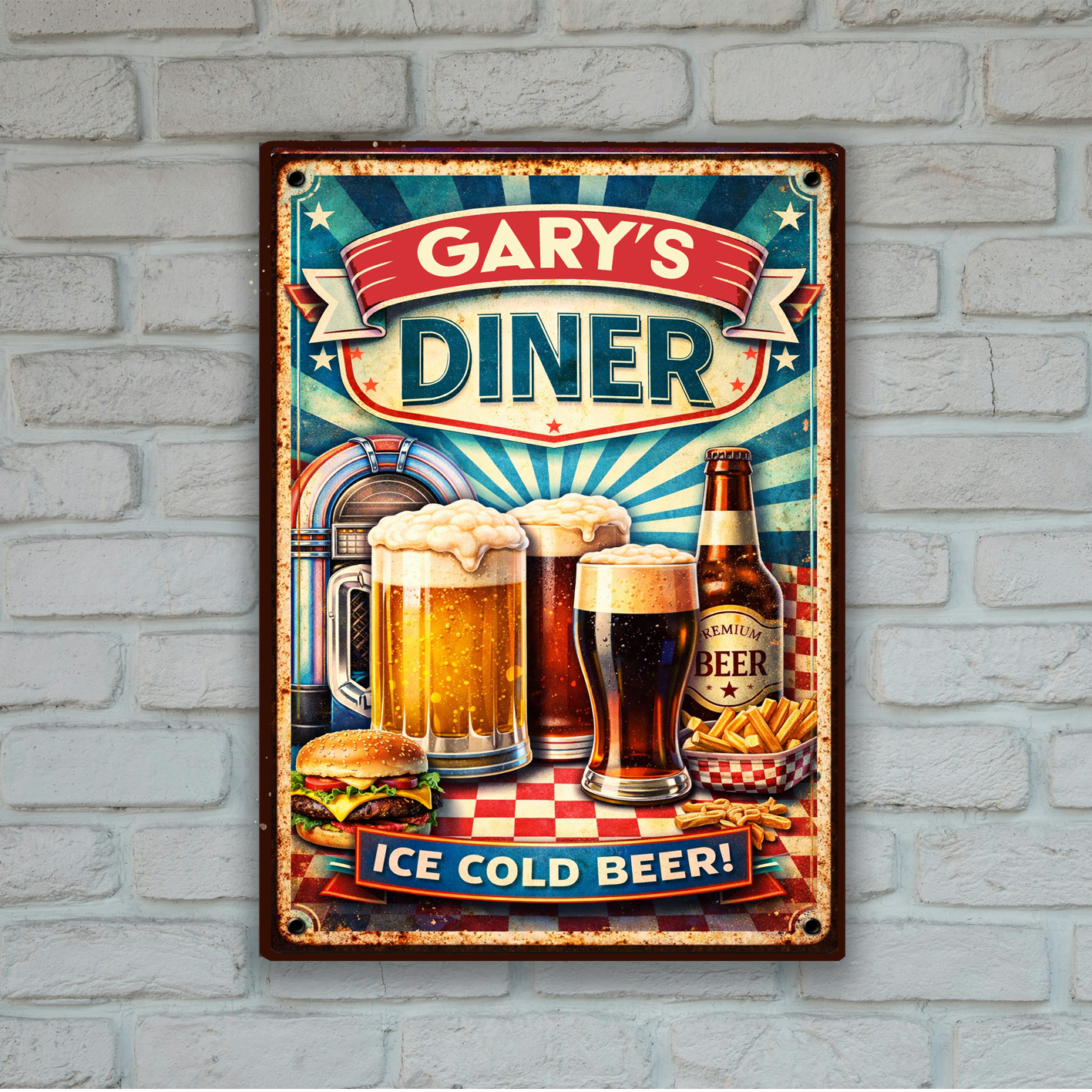 Retro style personalised Bar & Diner themed  Metal Sign - A4 - 4 designs to choose from 