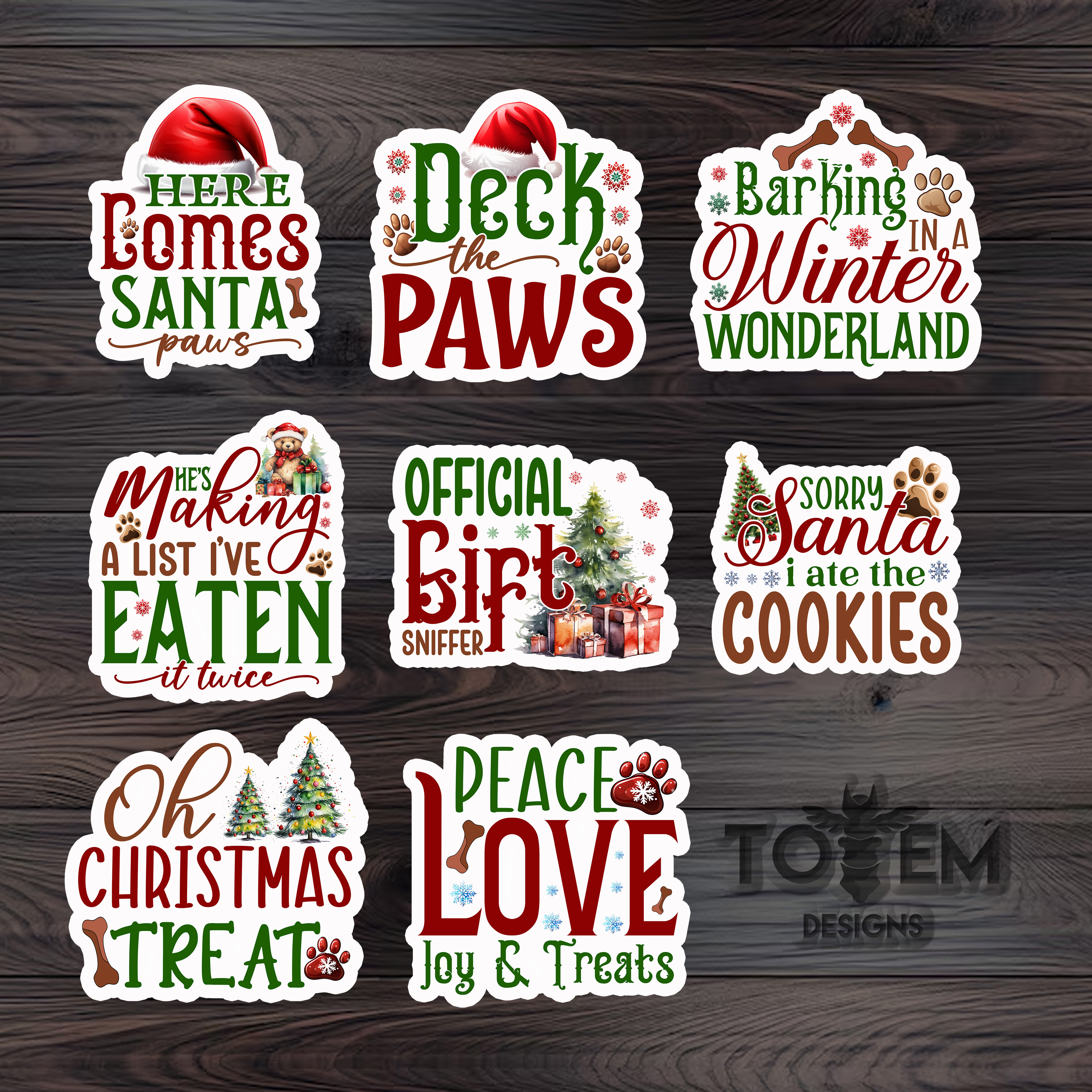 Christmas Dog-Themed Sticker Set