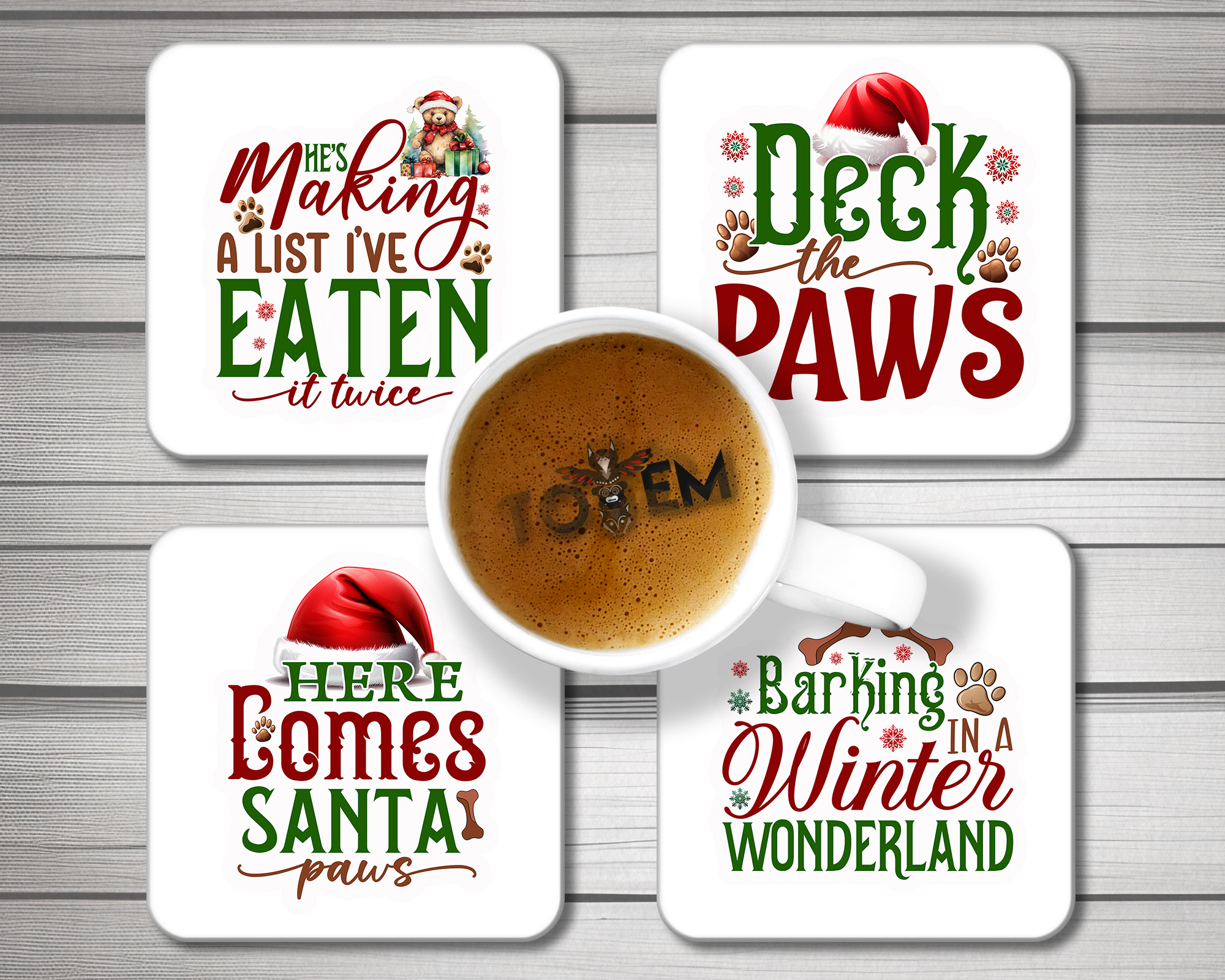 Christmas Dog-Themed acrylic coasters