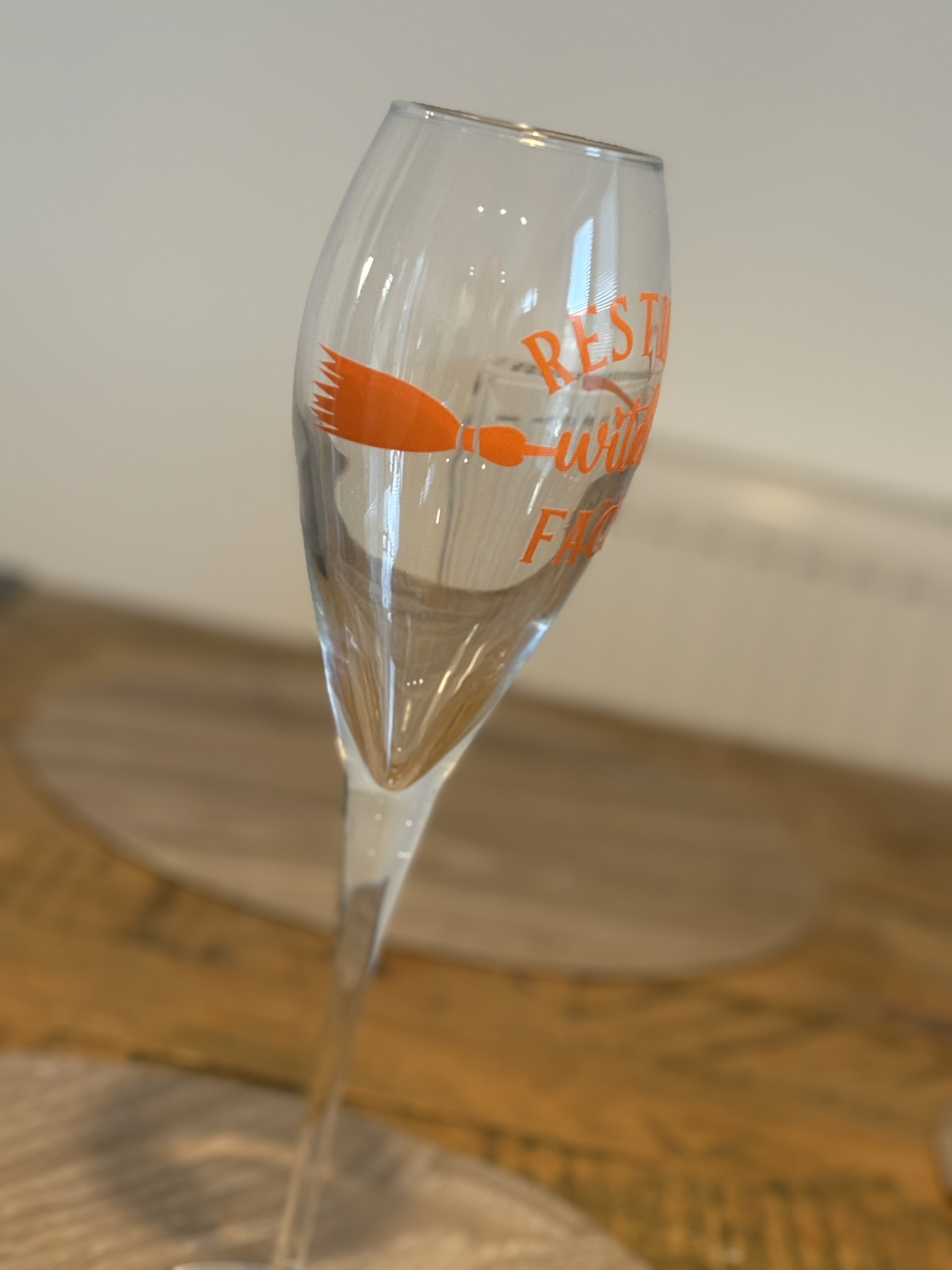 Resting Witch Face Champagne flute - Halloween themed - fun party gift
