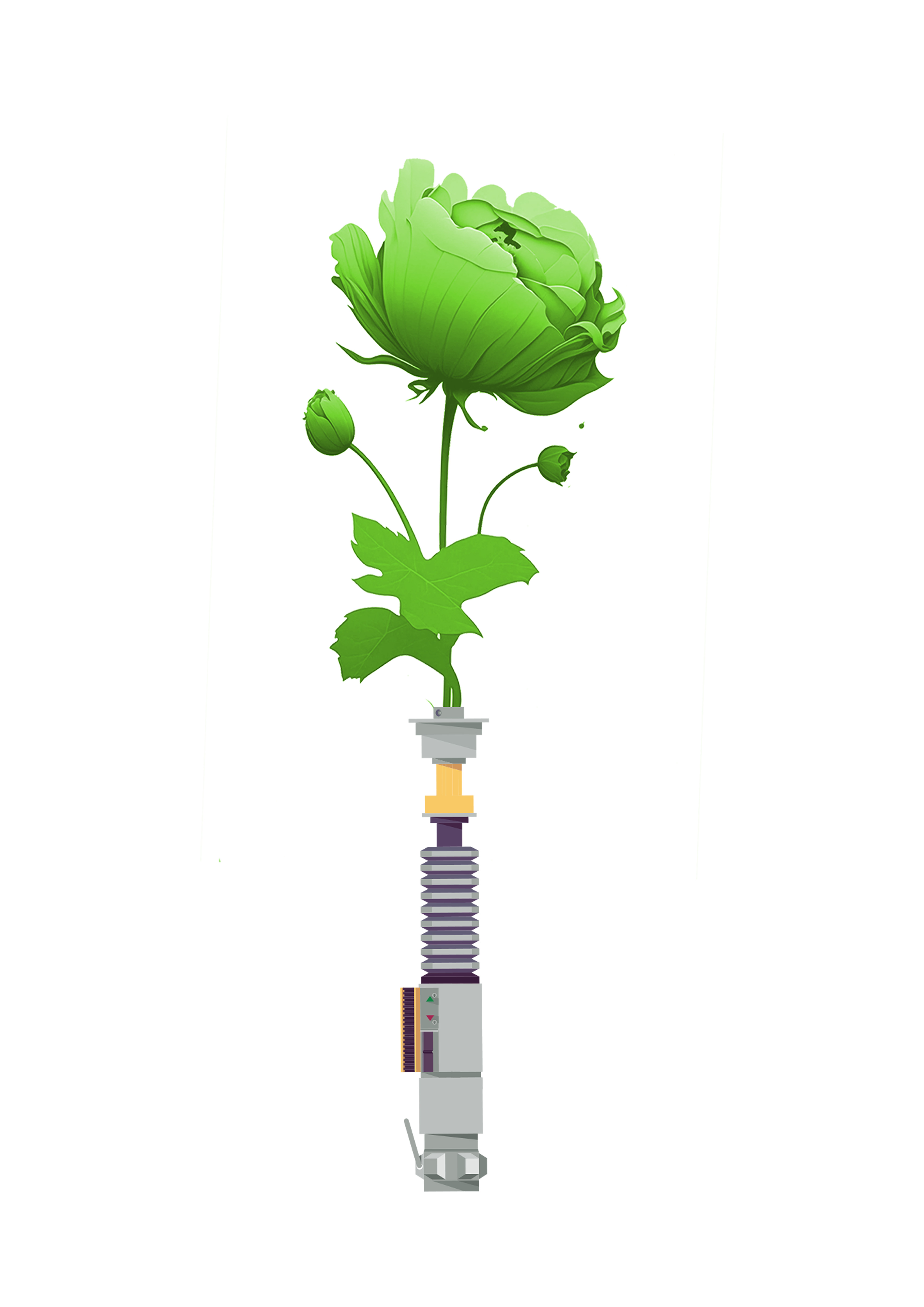 Green Floral Lightsaber Art Print