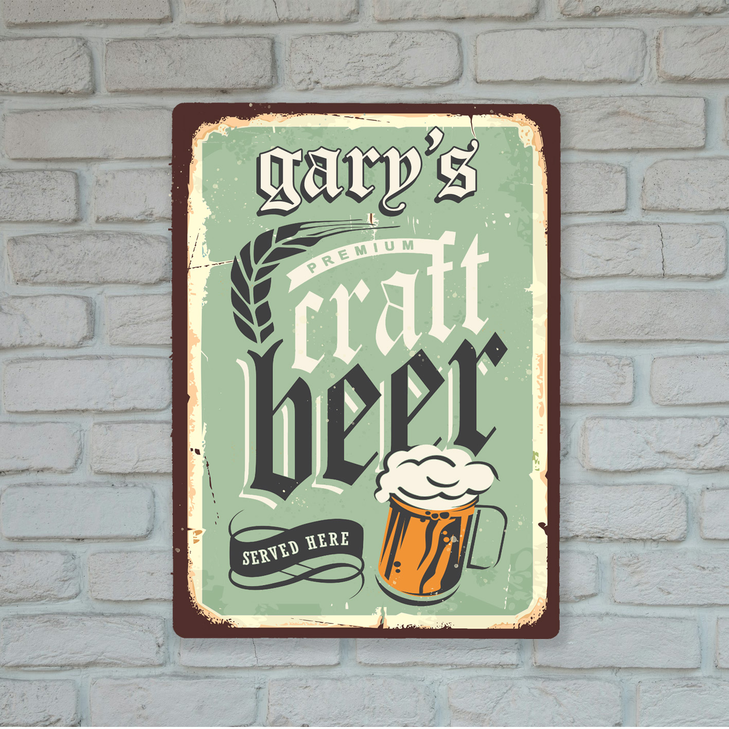 Metal Sign for bar and home - personalised with a name 