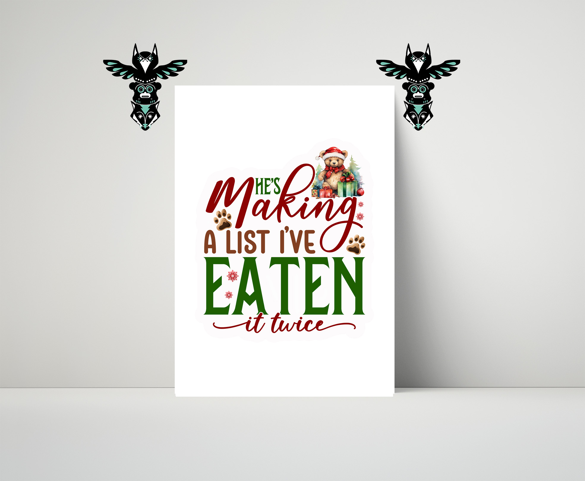 Christmas dog themed A4 card prints