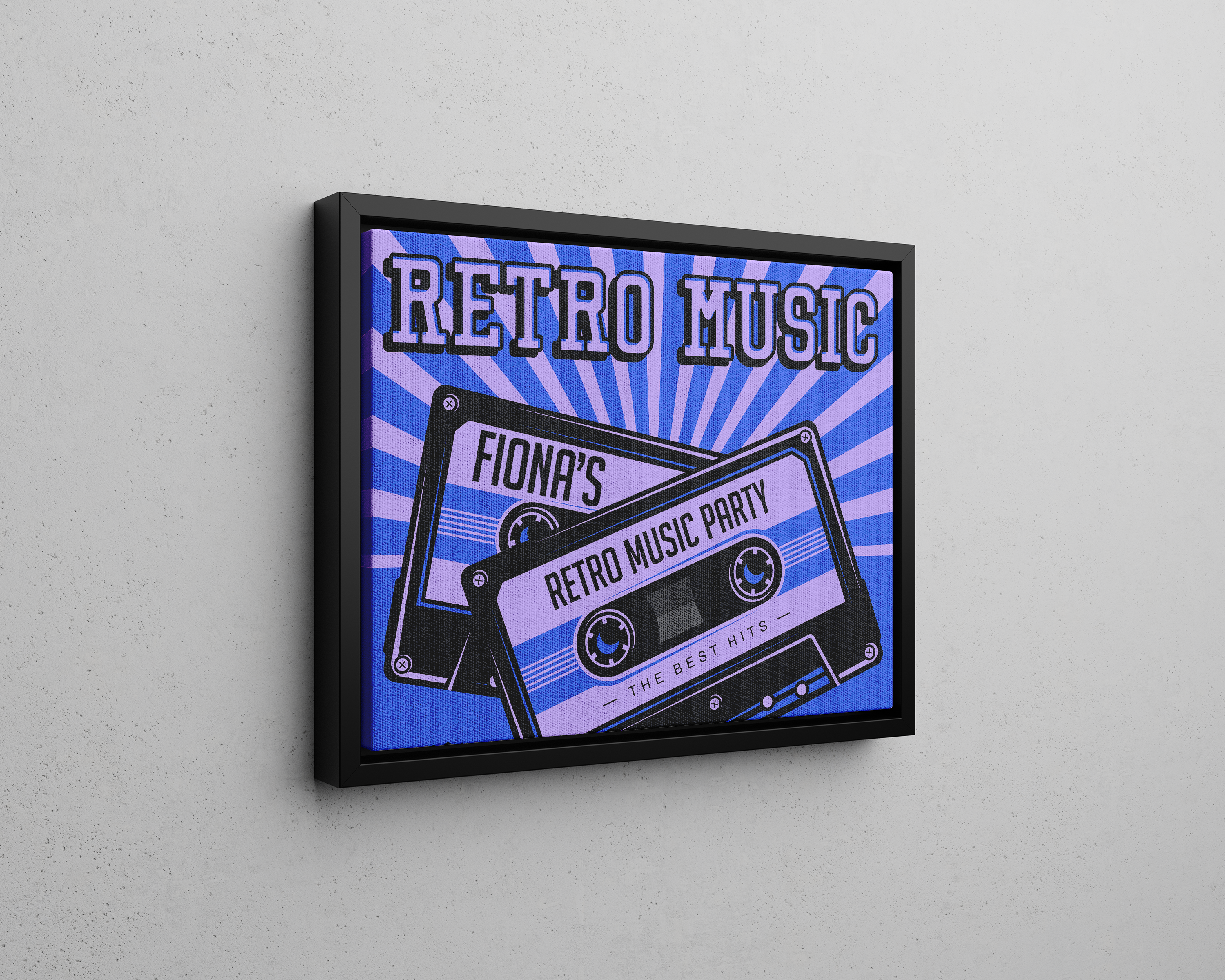 Personalised Retro Music Canvas Print – 3 colours and choice of with our without frame