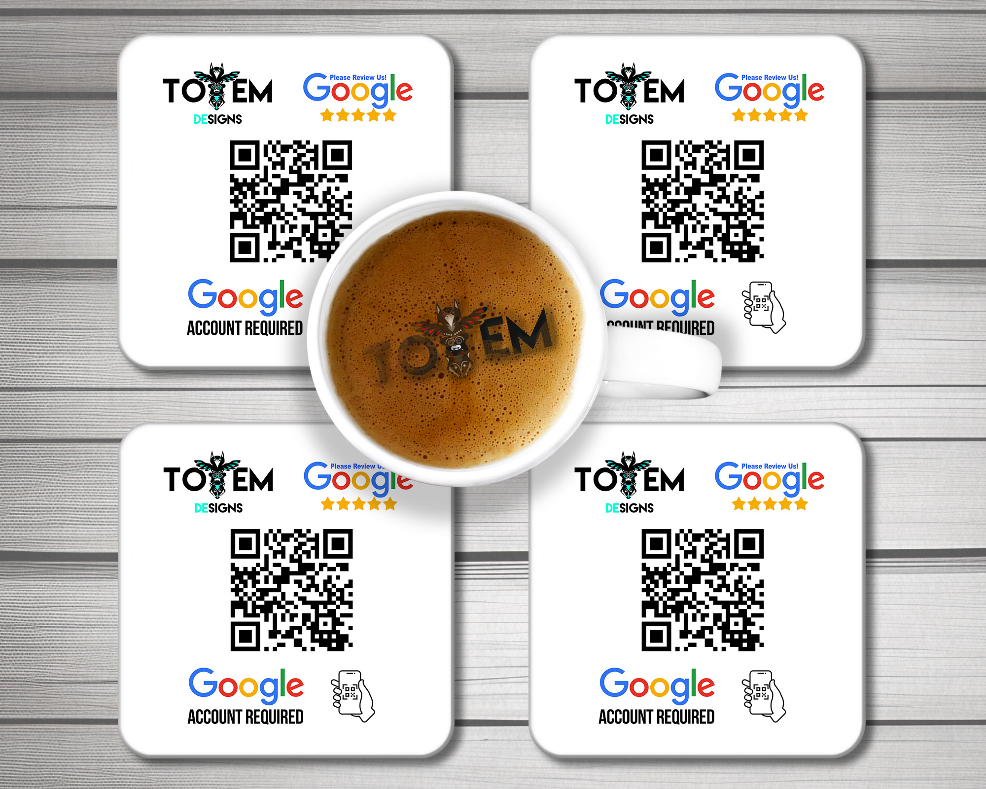 Google Review QR link acrylic drink Coasters