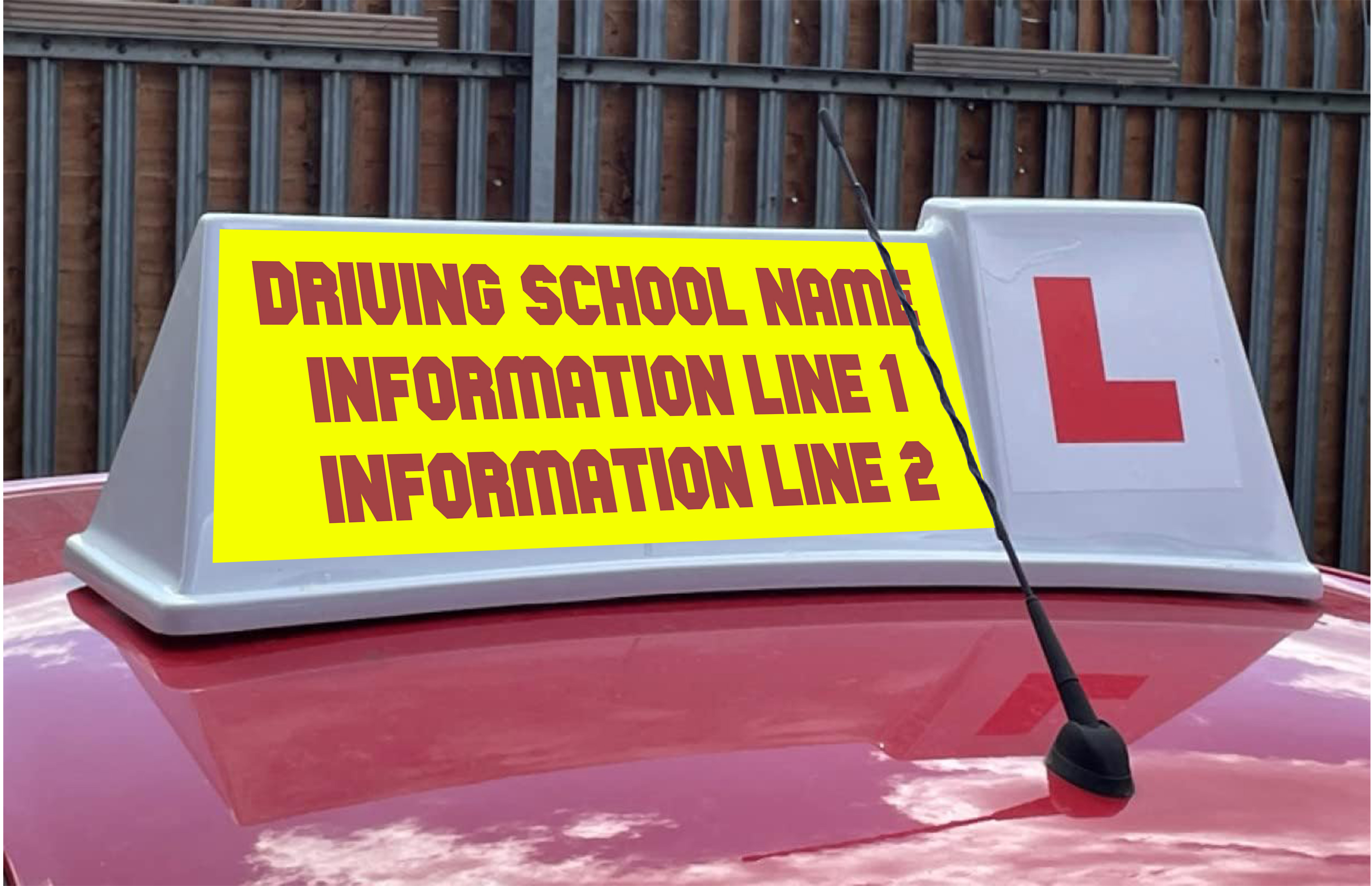 Learner driver top box stickers X2 - front and back printed stickers including 2 legal L plate decals