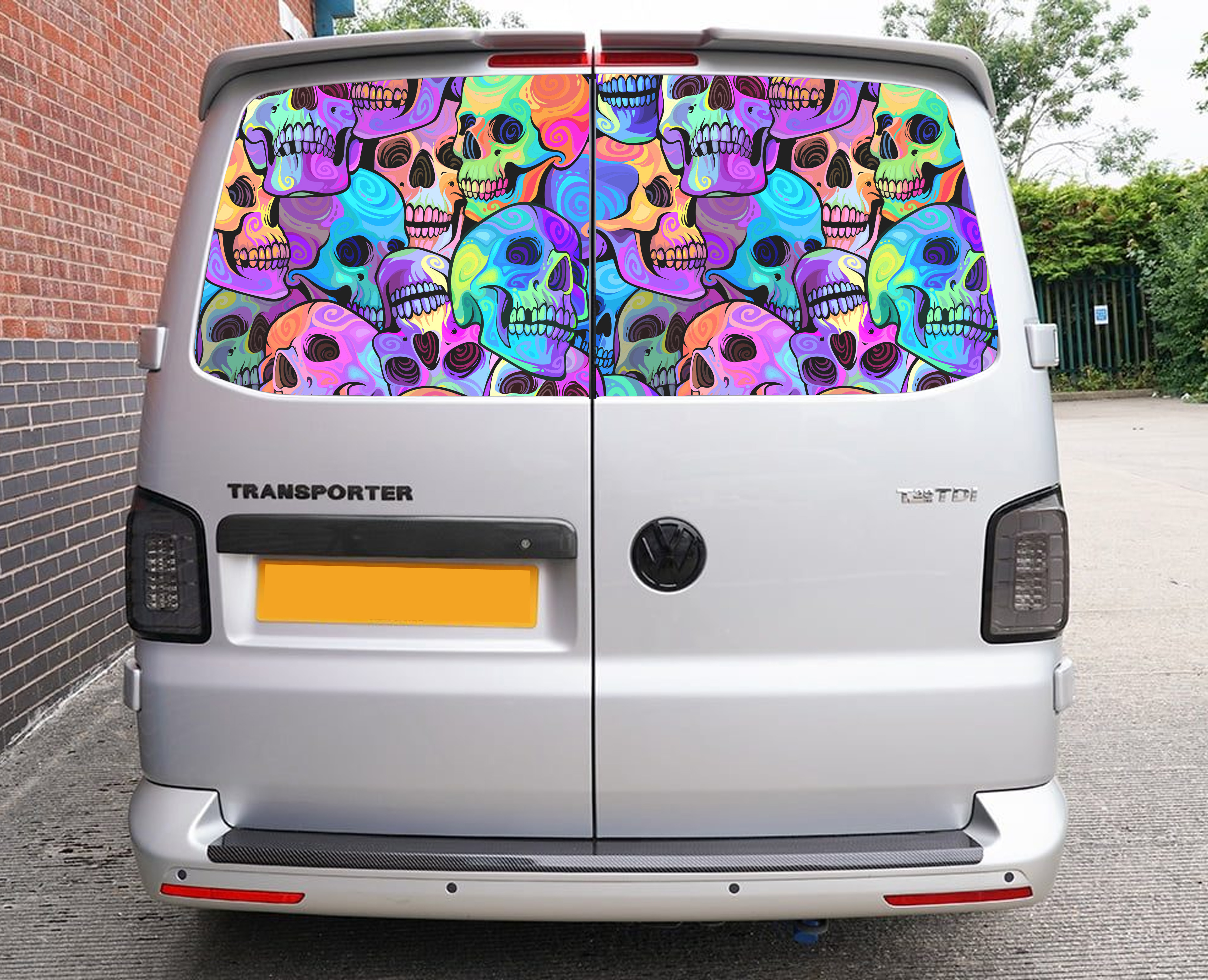 Colourful Skull Themed Van panel print
