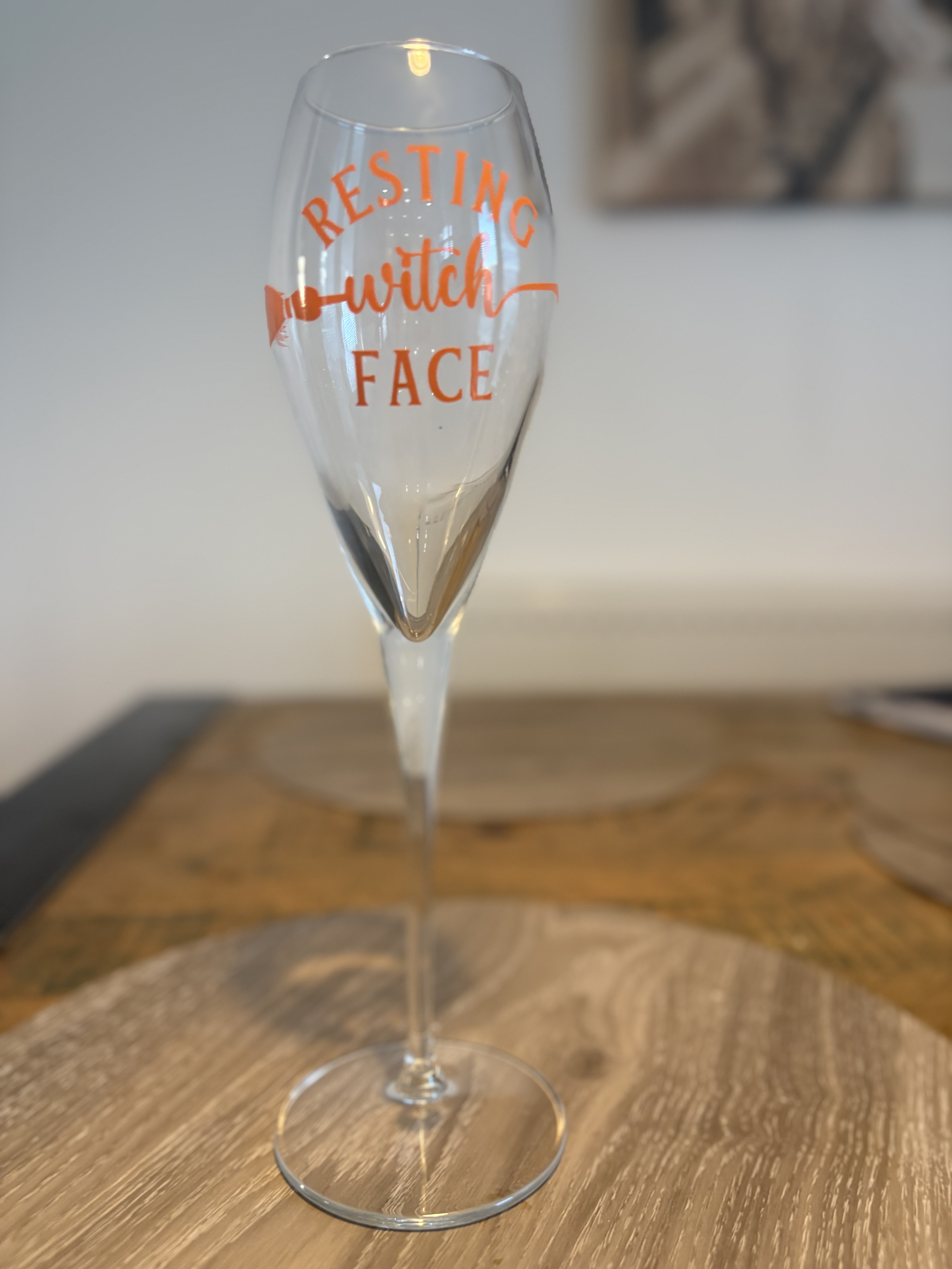 Resting Witch Face Champagne flute - Halloween themed - fun party gift