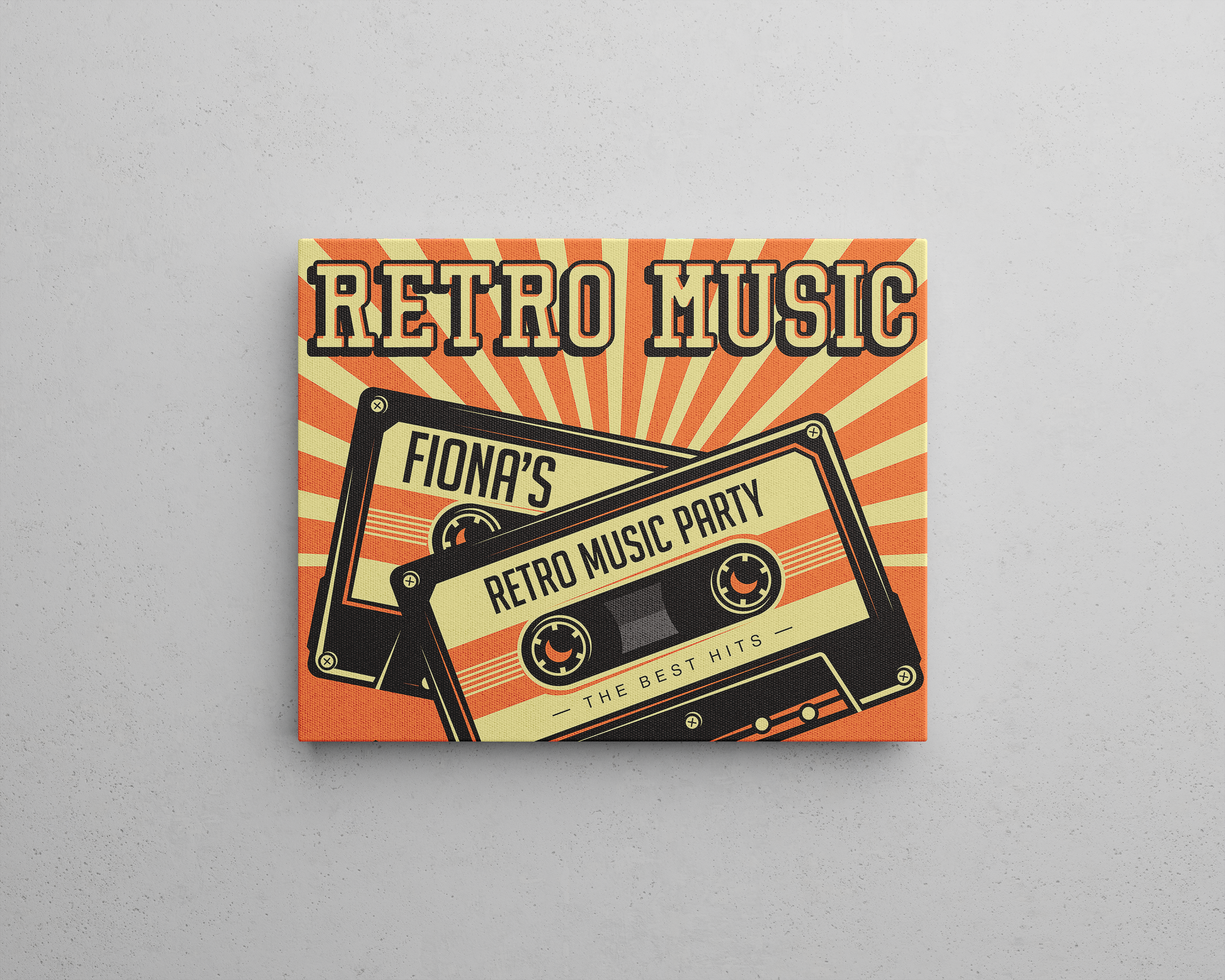 Personalised Retro Music Canvas Print – 3 colours and choice of with our without frame