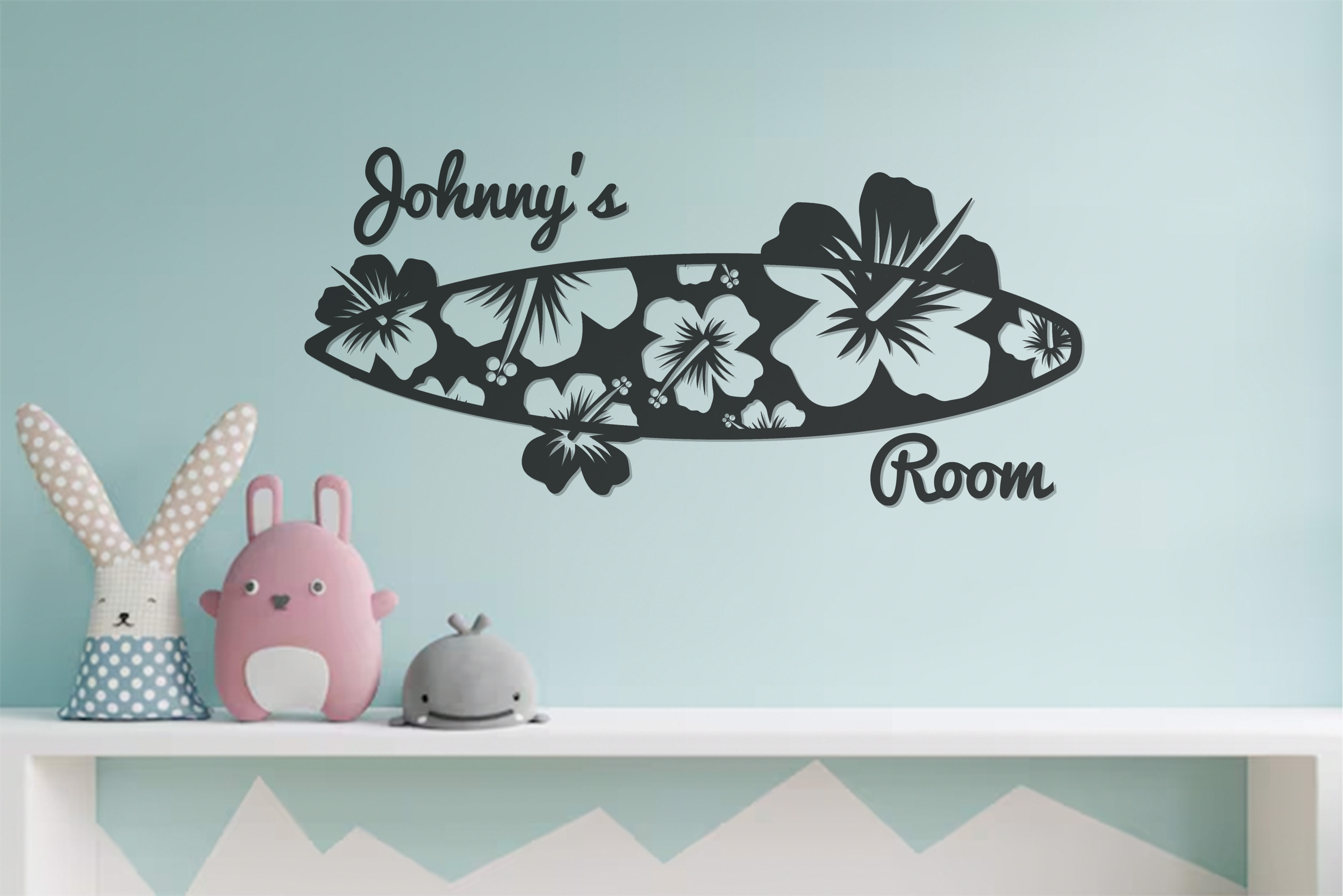 personalised surfboard wall sticker 