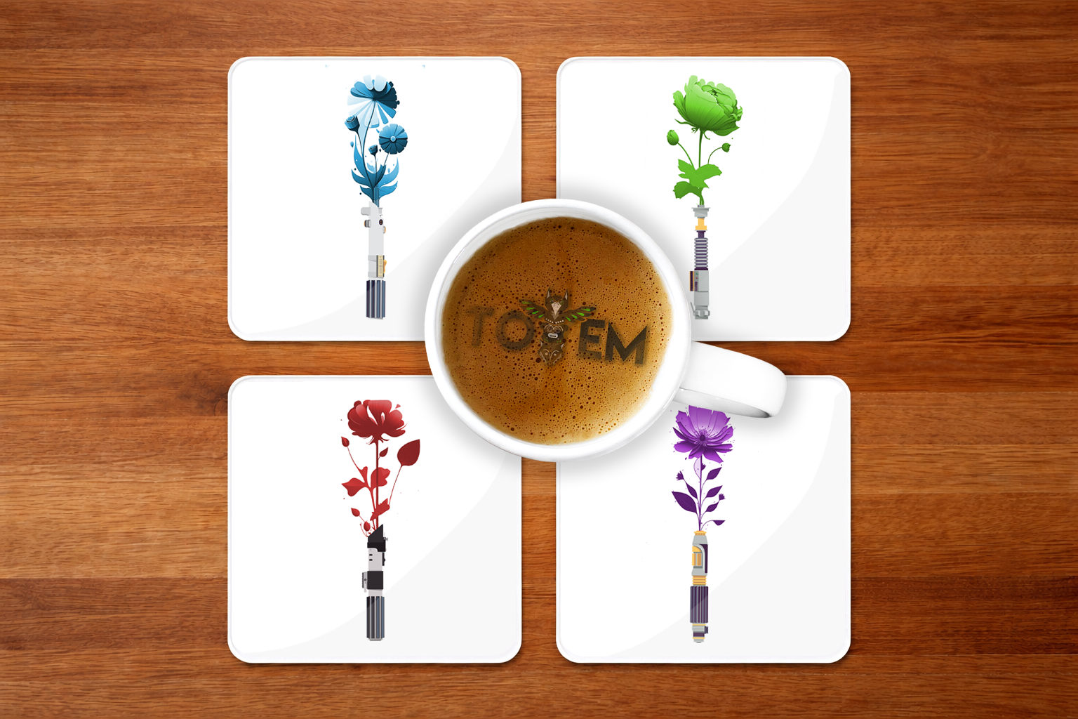 Floral Lightsaber Acrylic Coaster - 4 designs 