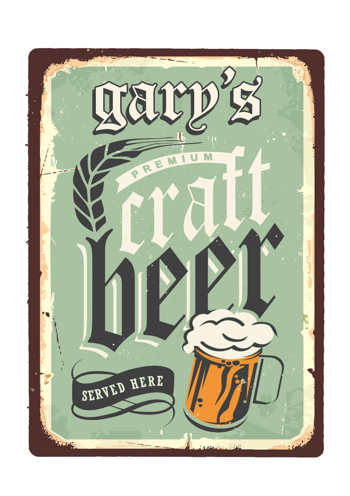 Vintage Craft Beer Metal Sign - personalised