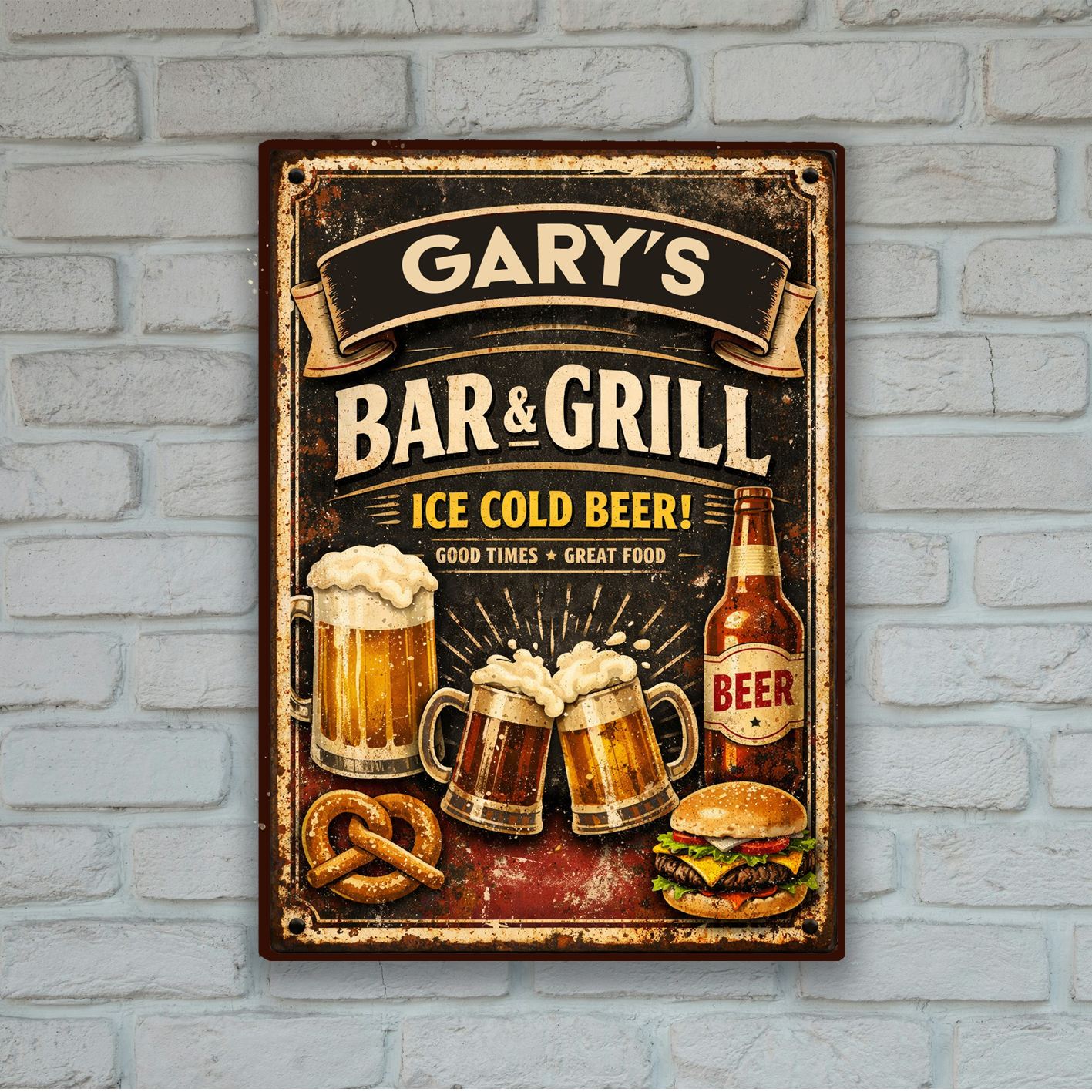 Retro style personalised Bar & Diner themed  Metal Sign - A4 - 4 designs to choose from 
