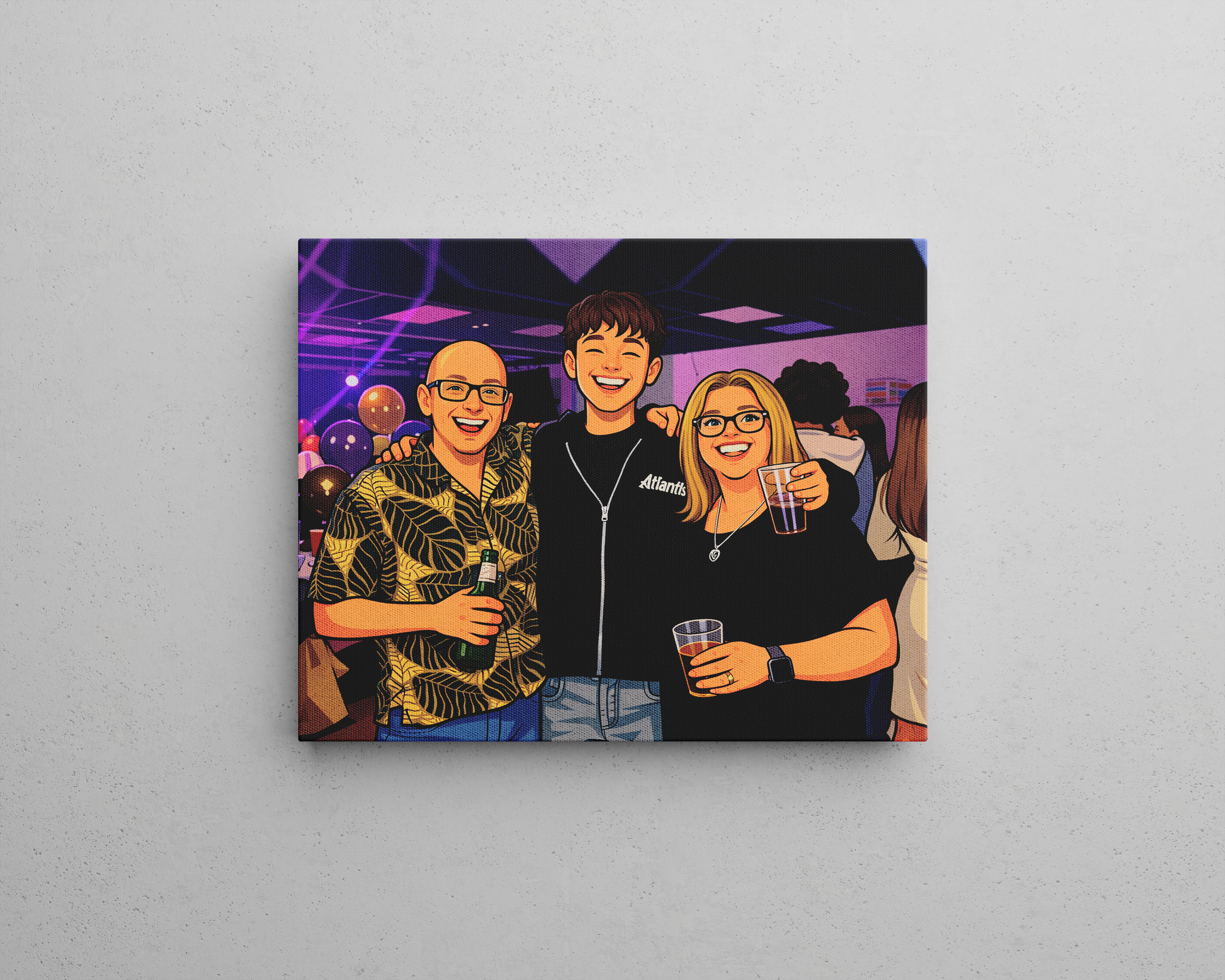 Turn any photo into a cartoon print wrapped onto a 50 by 40 cm canvas