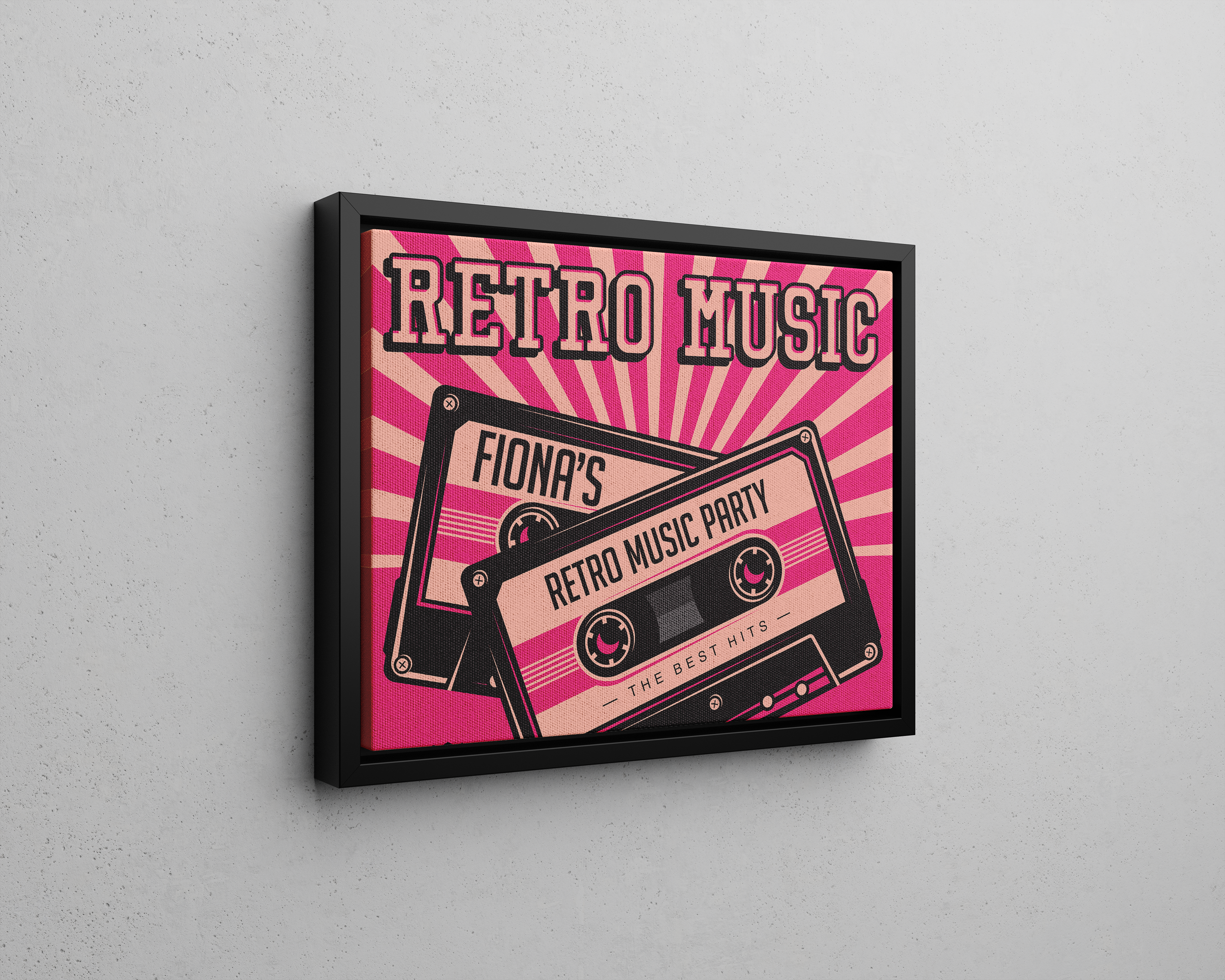 Personalised Retro Music Canvas Print – 3 colours and choice of with our without frame