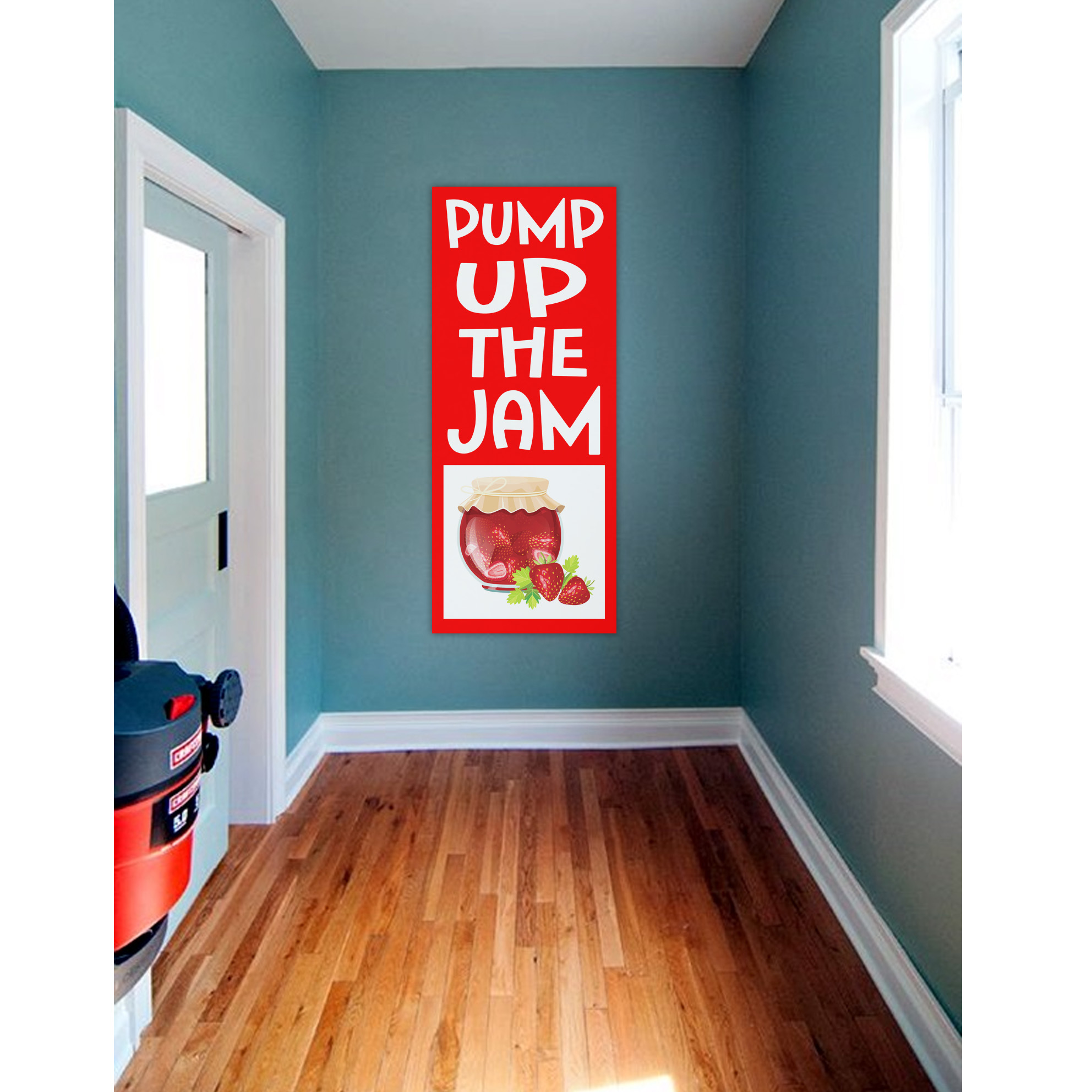 Fun 'pump up the jam' themed adhesive wall mural
