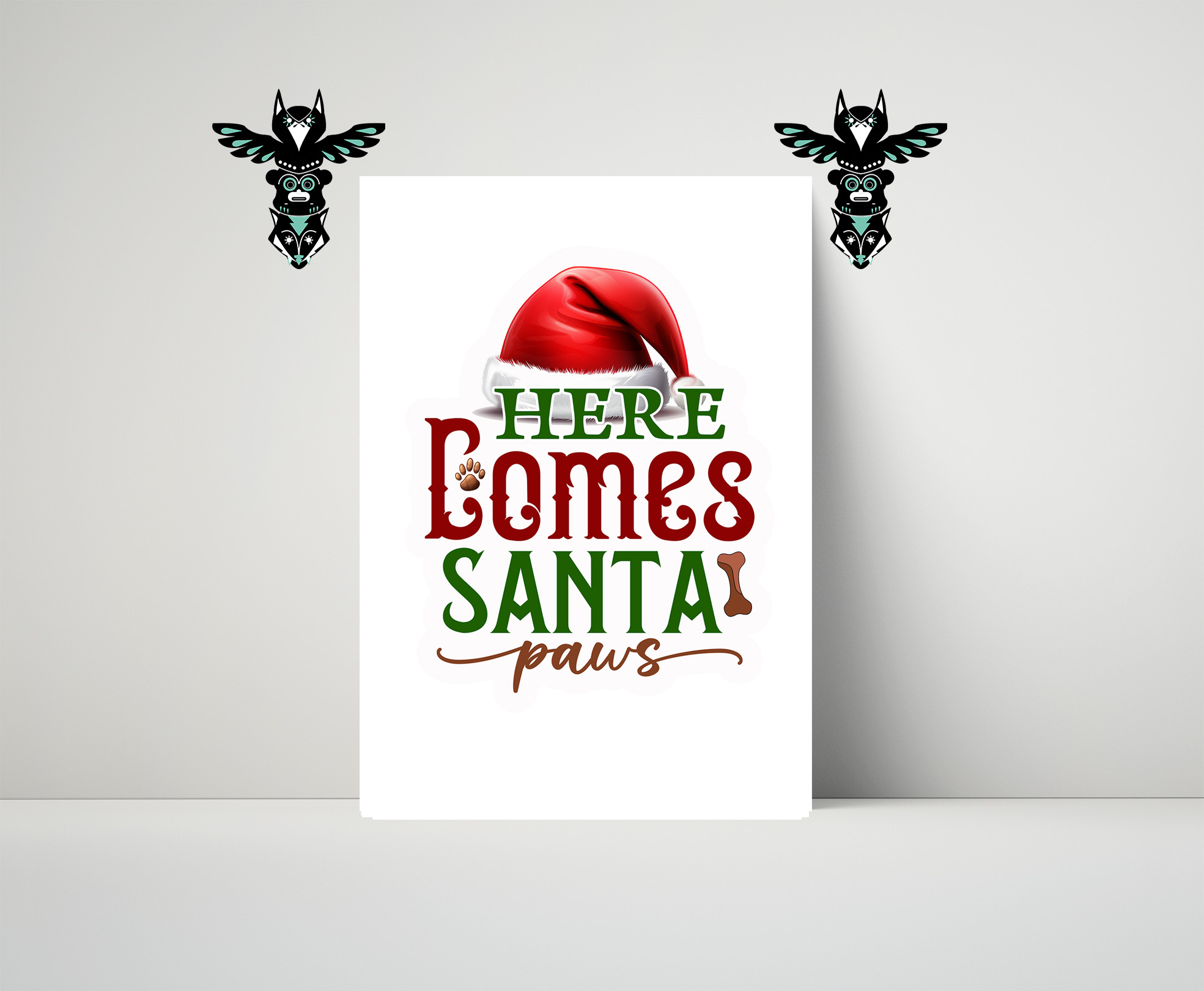 Christmas dog themed A4 card prints