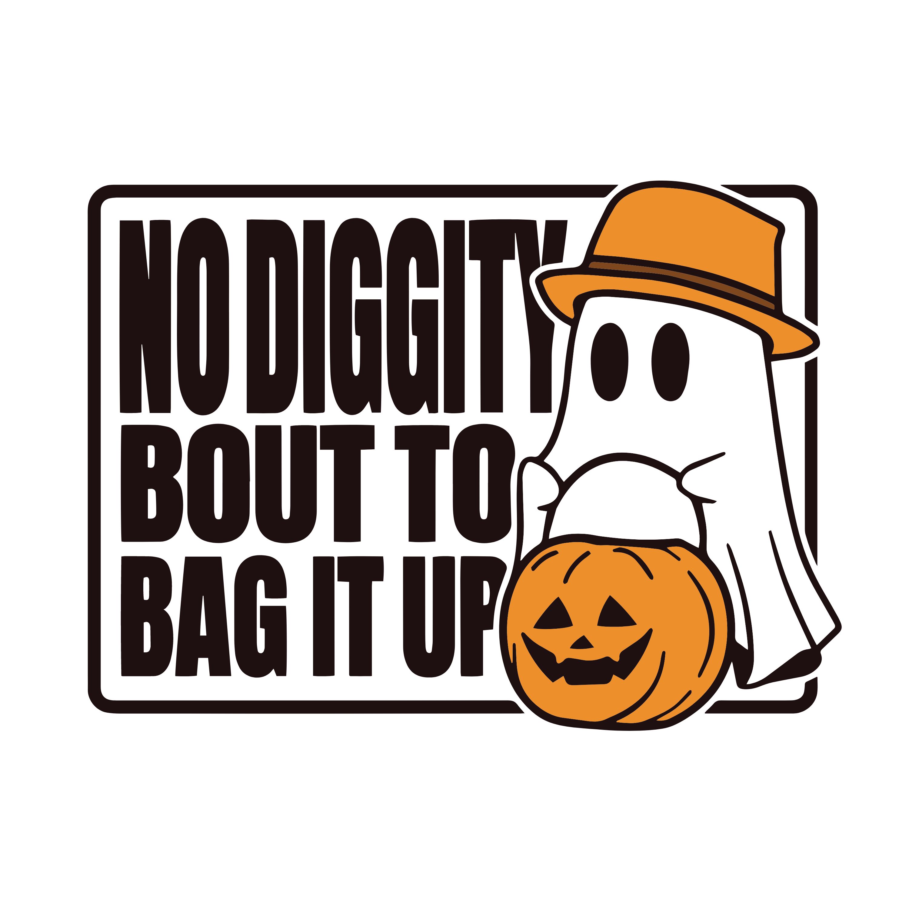 Halloween Themed Water Bottle - 'No diggity bout to bag it up' Clear water bottle with fun text and ghost print. All orders include a fun sticker sheet