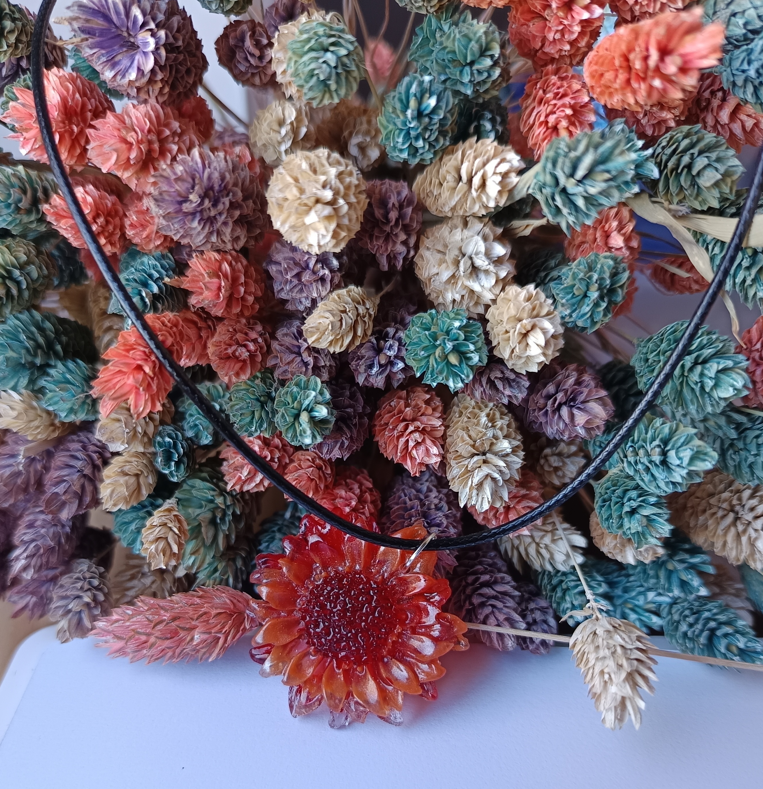 Collier pendentif "Fleur automnale"