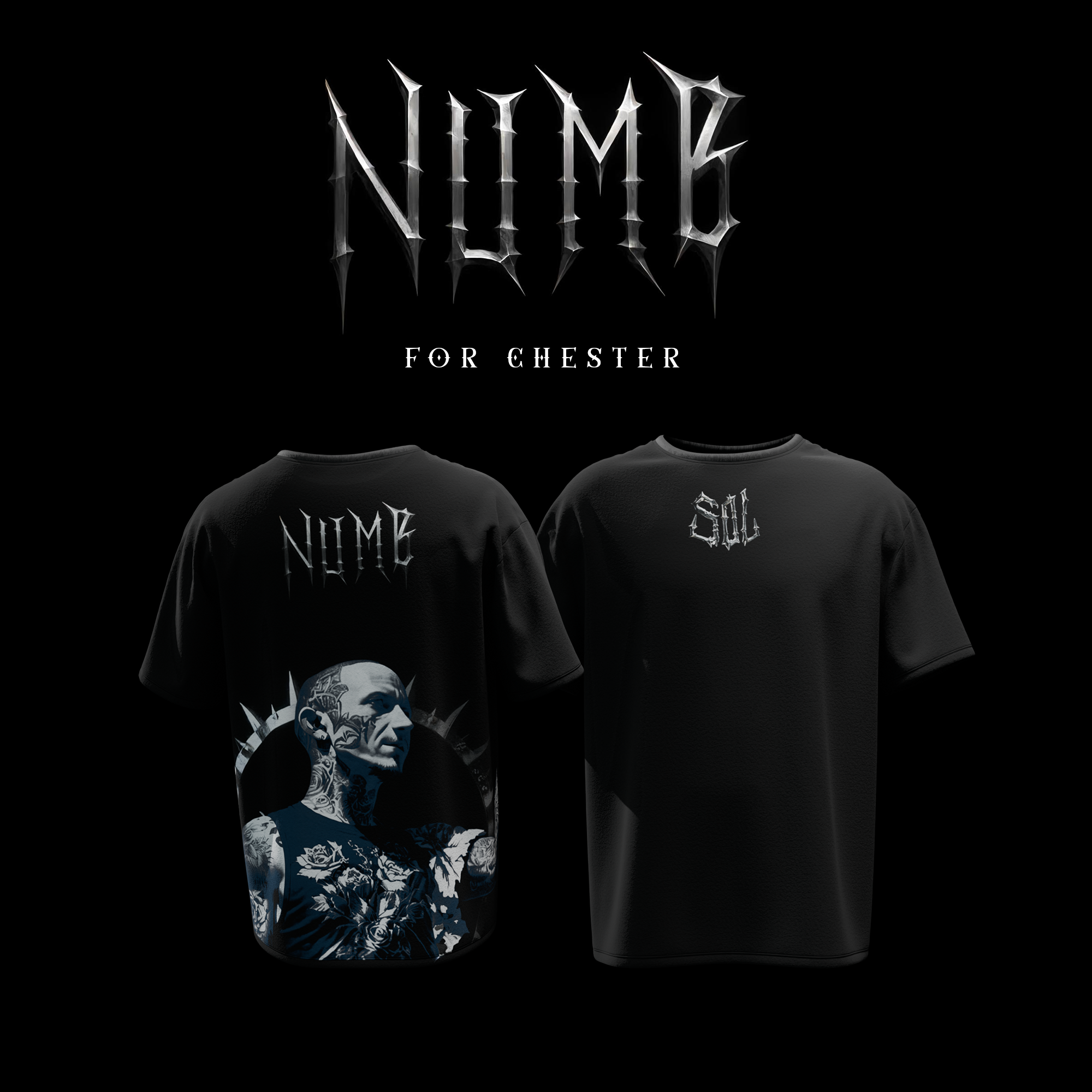 Chestor Bennington NUMB , Black Oversized T shirt 