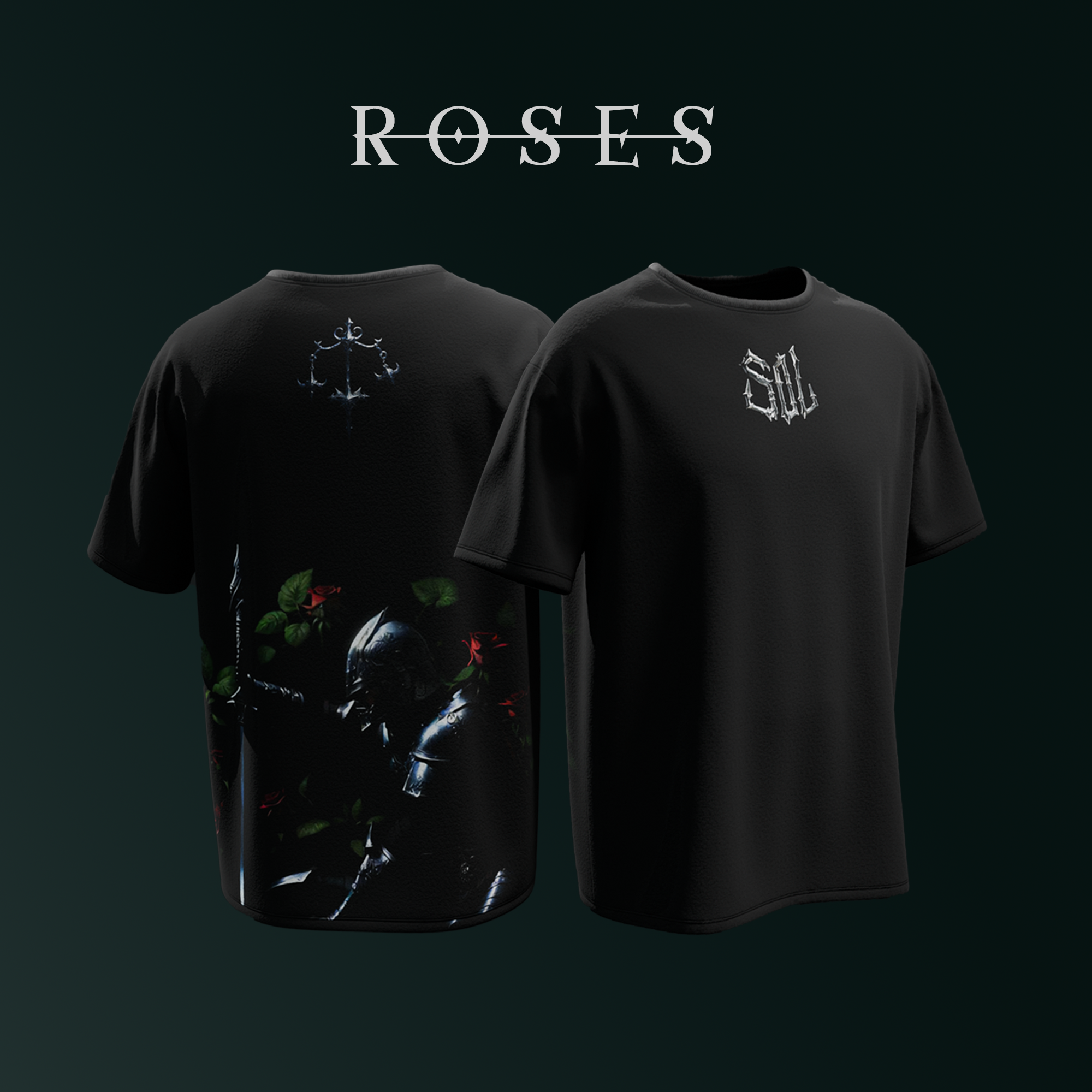 Roses for a Libra , Black Oversized T shirt