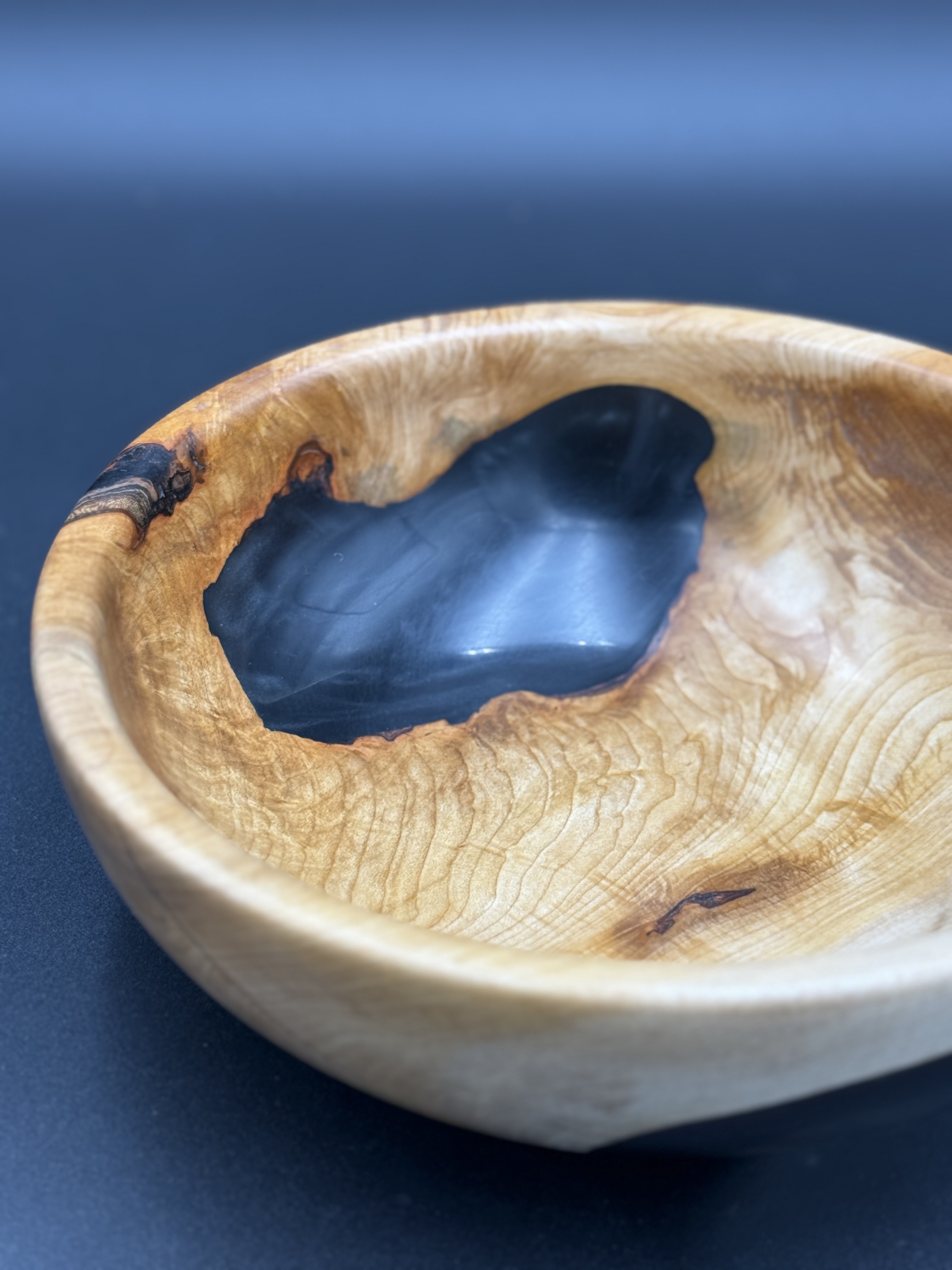 Maple Bowl with Black Epoxy Accents