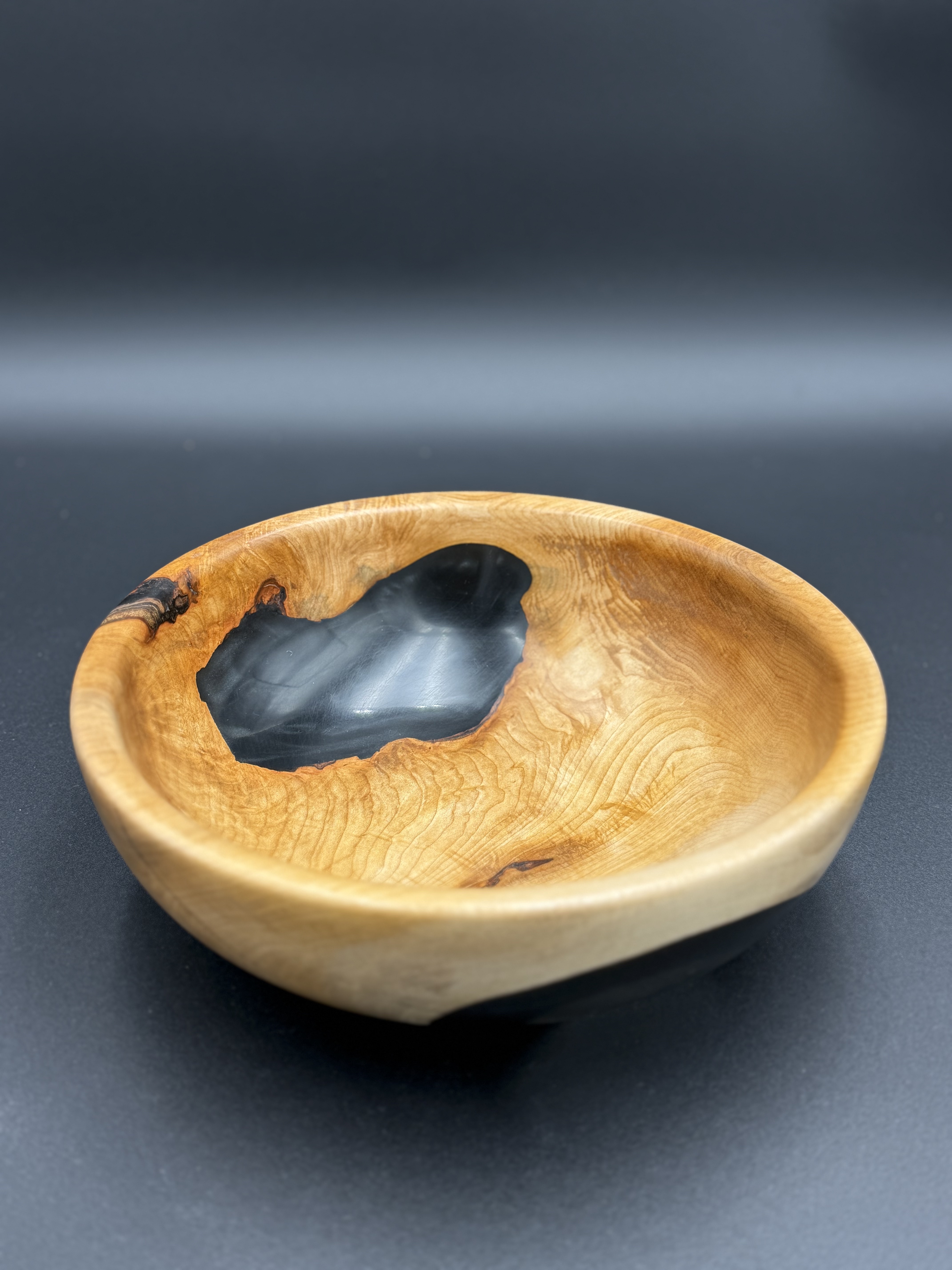 Maple Bowl with Black Epoxy Accents