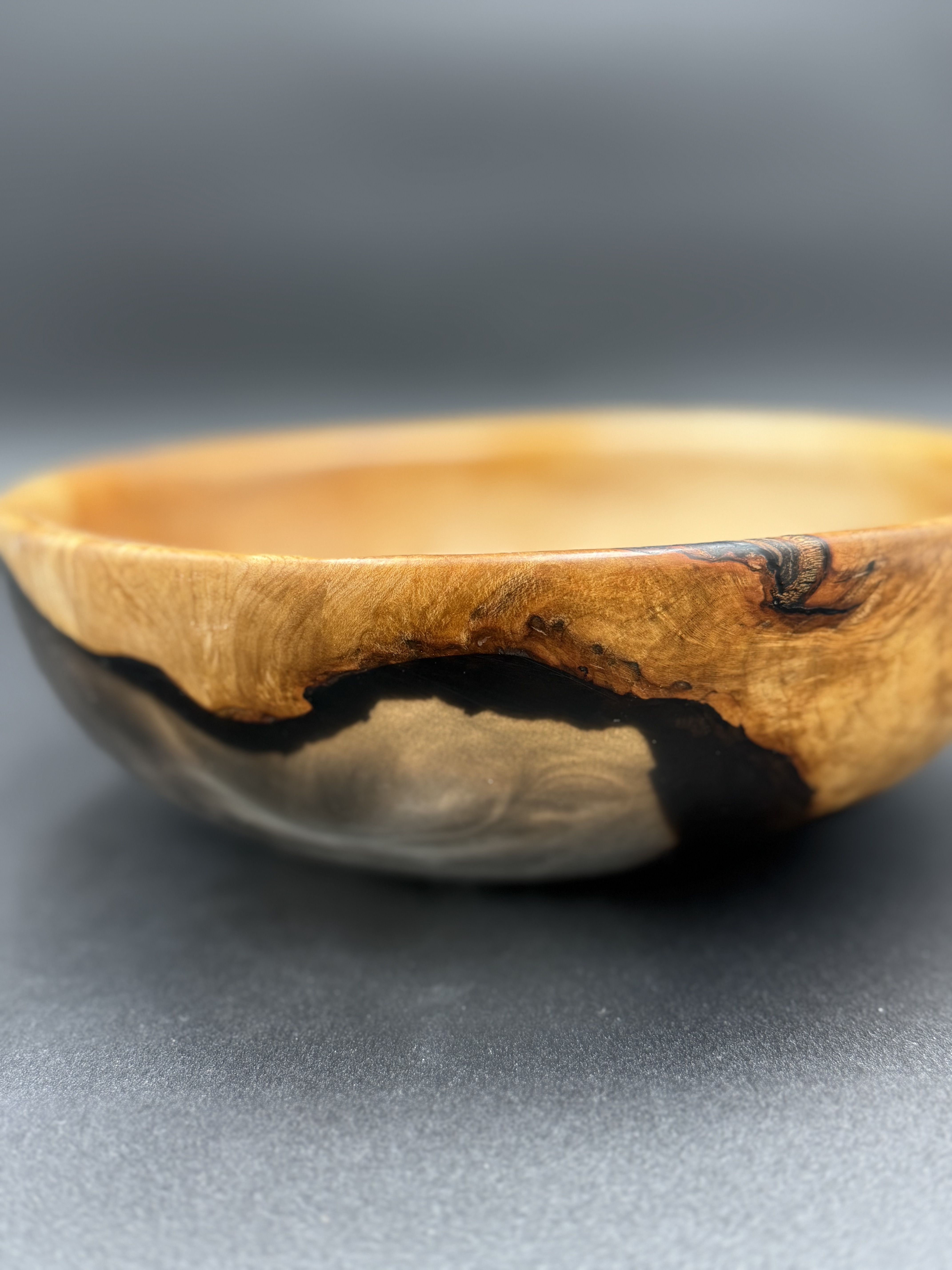 Maple Bowl with Black Epoxy Accents