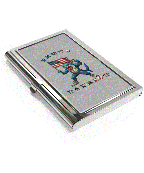 Business Card Holder - Proud Patriot Shark