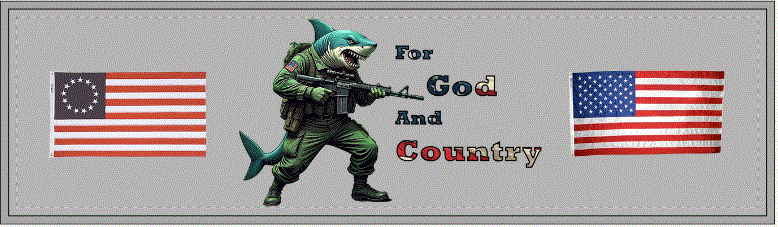 Bumper Sticker - For God and Country Shark