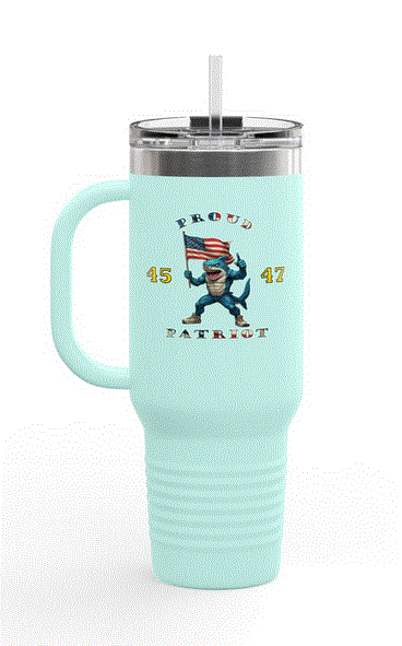 Travel Mug - Commemorative 45 47 Proud Patriot Shark Design, 40oz Insulated